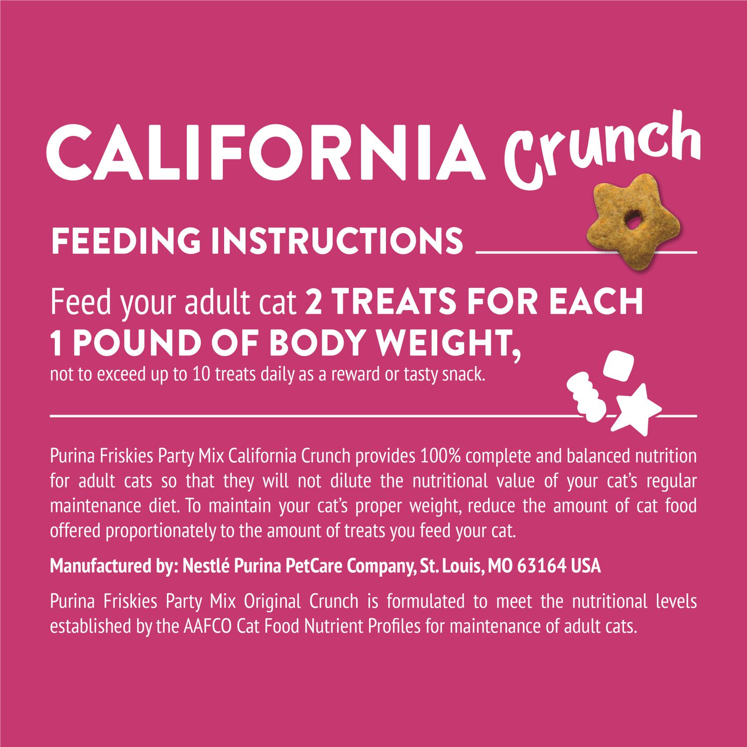 Purina Friskies Party Mix California Crunch Low-Calorie Cat Treats, 6-Oz Bag