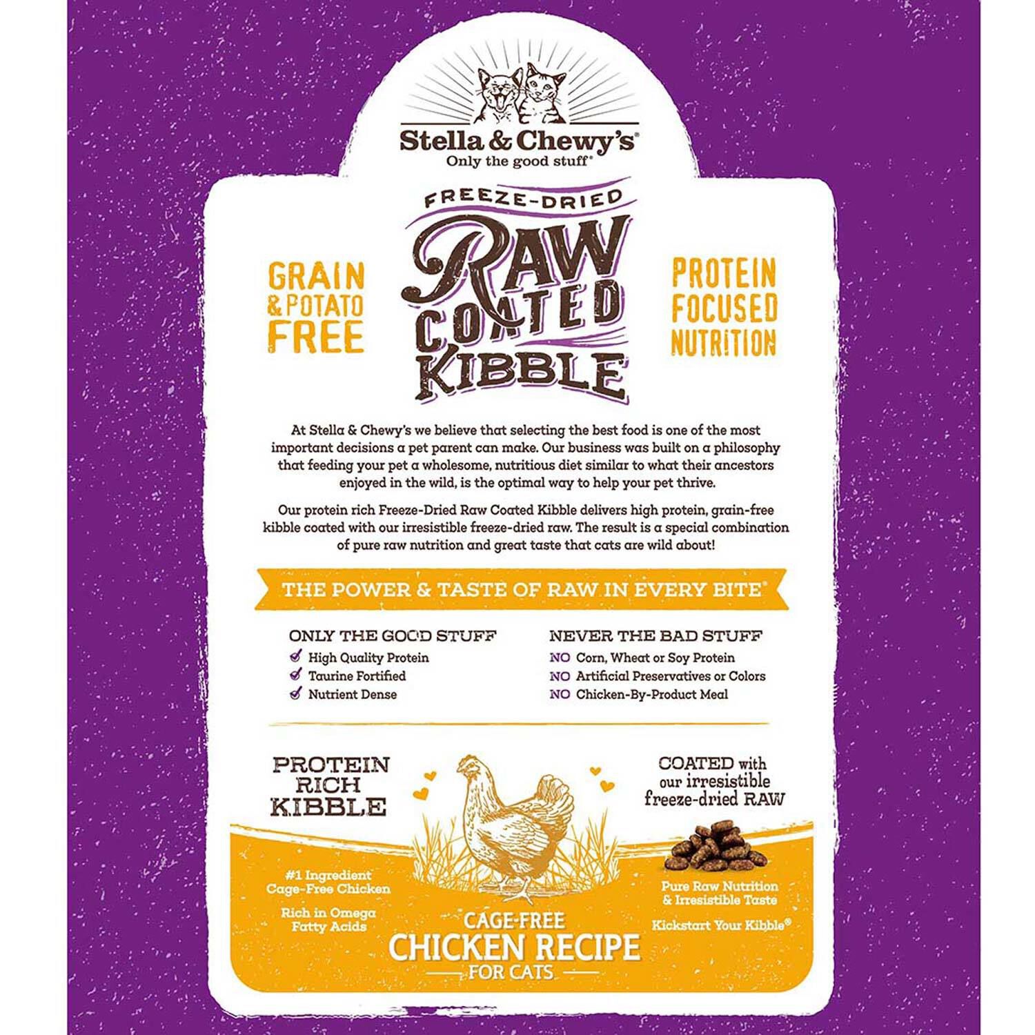 Stella & Chewy's Kibble-Raw Coated Cage Free Chicken Recipe Cat Food