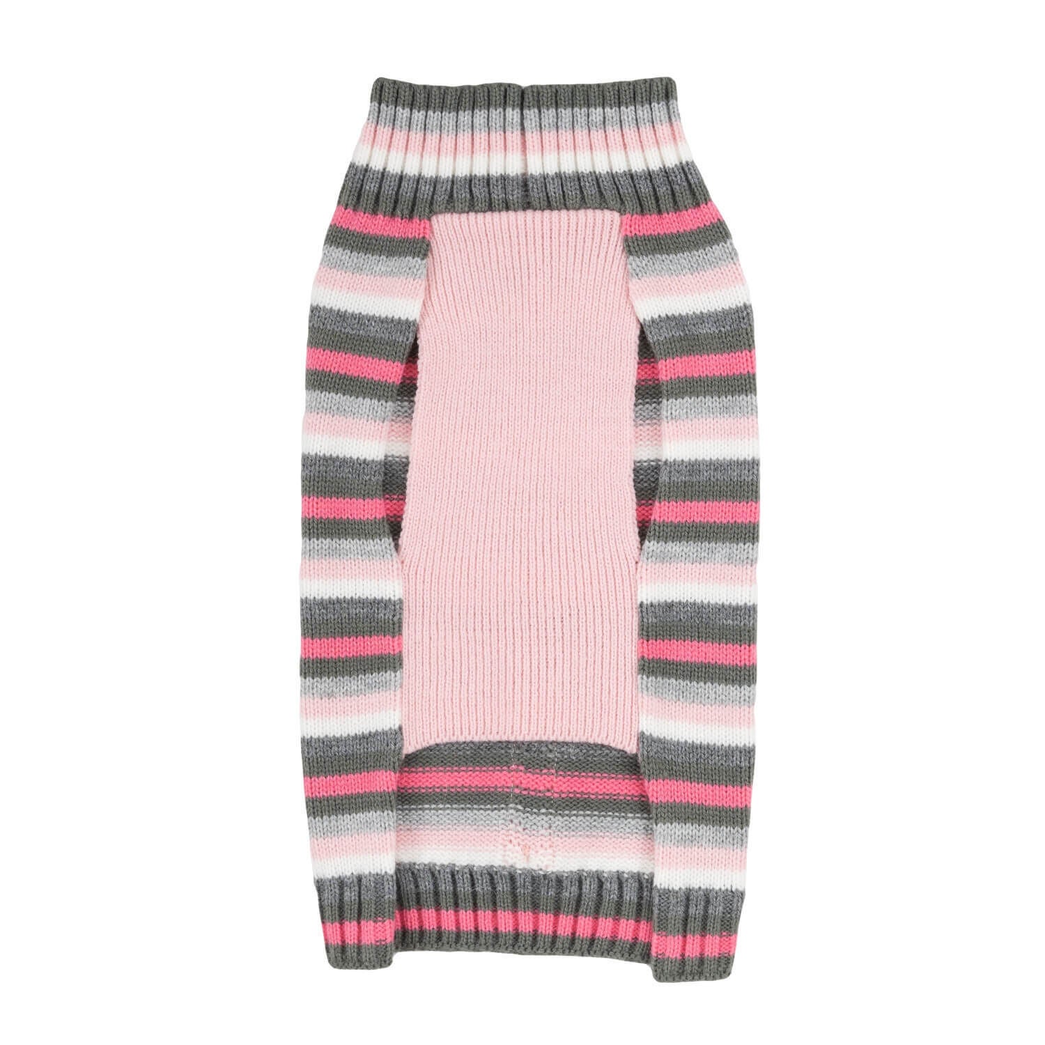 Simply Dog Pink & Gray Striped Fall Dog Sweater With Bows