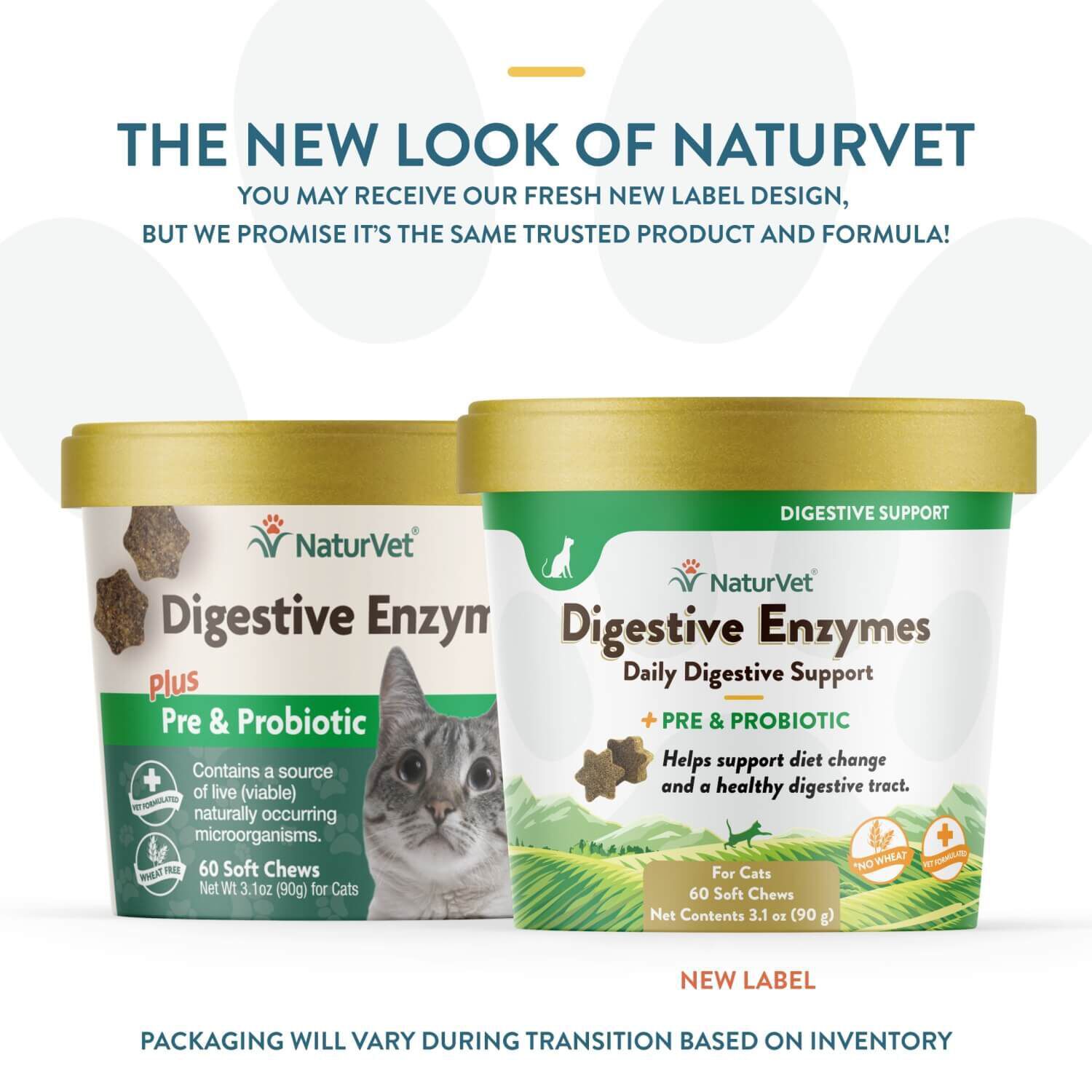 Naturvet Digestive Enzymes Pre+Probiotic Daily Soft Chew Supplement For Cats