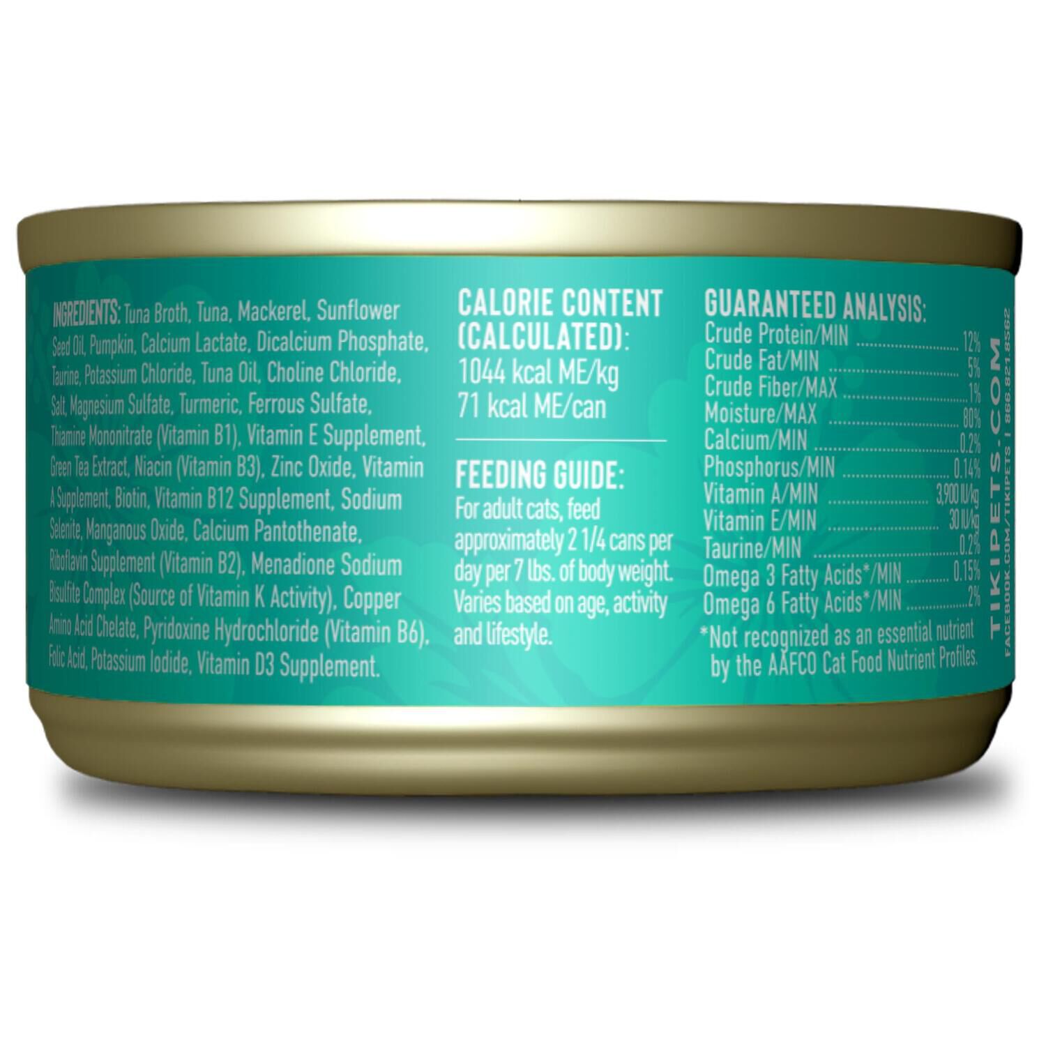 Tiki Cat Silver Wet Cat Food For Seniors, Tuna & Mackerel Whole Foods, 2.4-Oz. Can