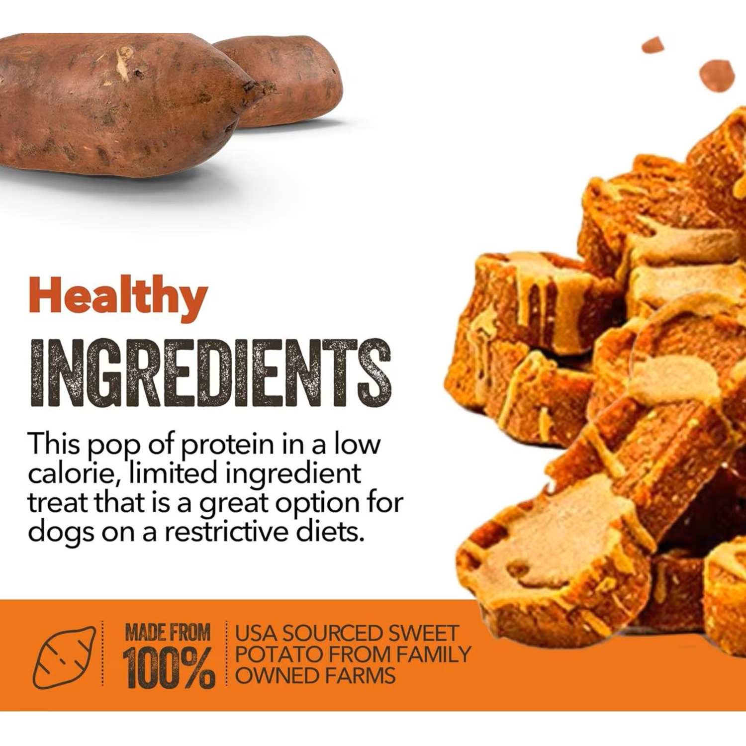 Gaines Family Farmstead Sweet Potato Bones With Peanut Butter Coating Dog Treats, 8-Oz Bag