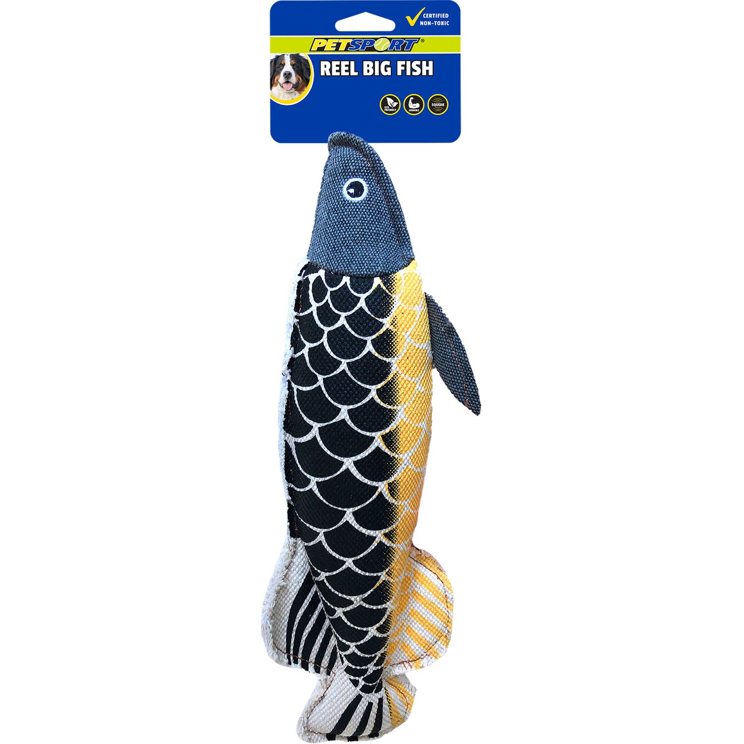 Petsport Reel Big Fish Plush Squeaky Dog Toy, 12", Assorted