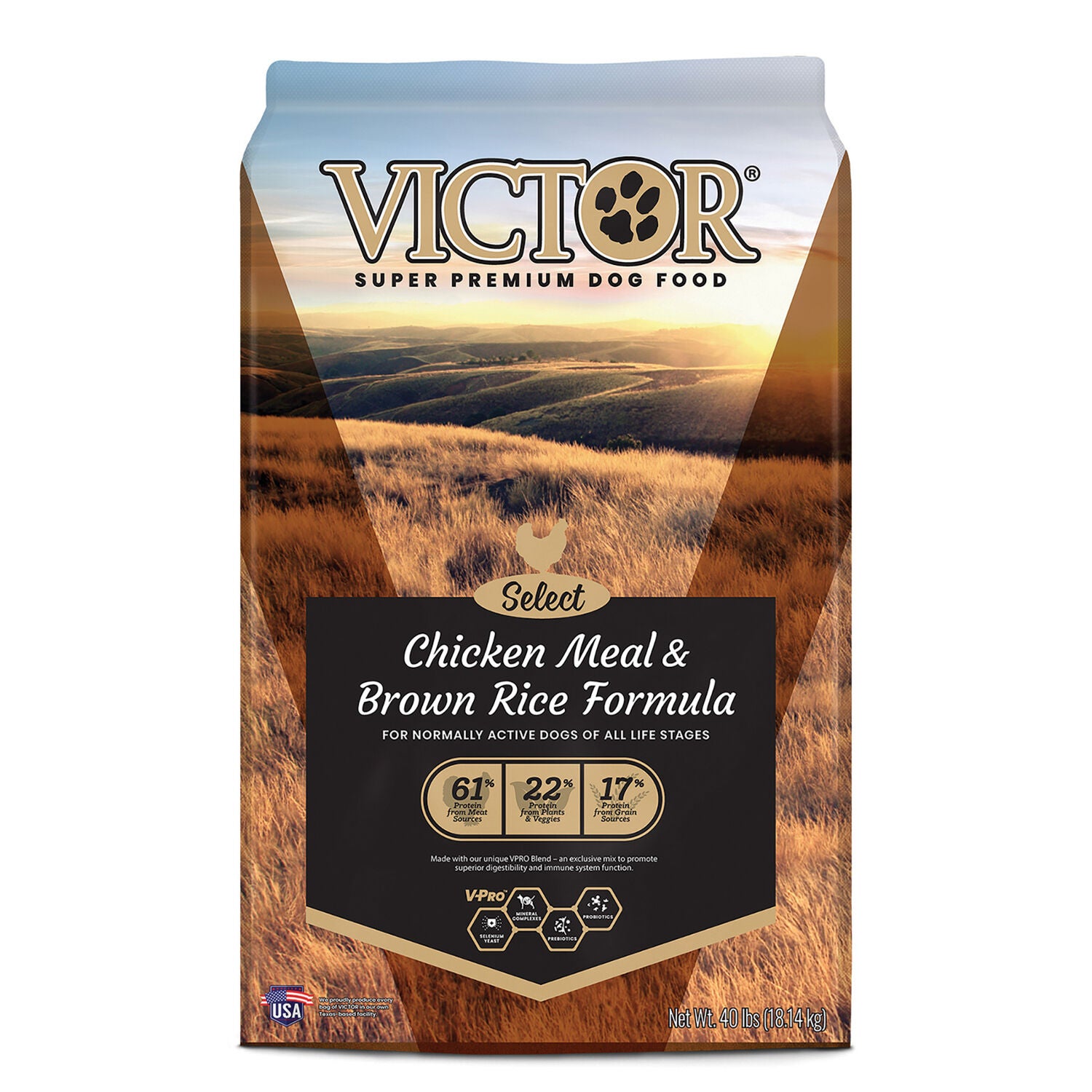 Victor Select Dry Dog Food, Chicken Meal And Brown Rice Formula, 40-Lb