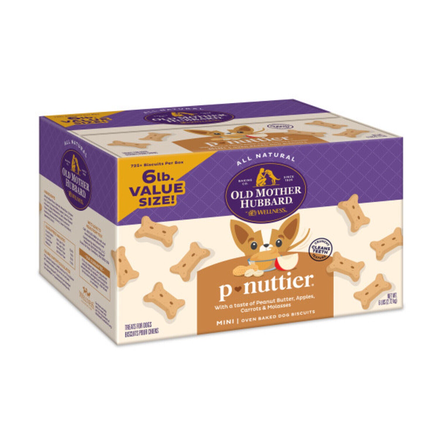 Old Mother Hubbard P-Nuttier Natural Mini Oven-Baked Biscuits Dog Treats, 6Lb