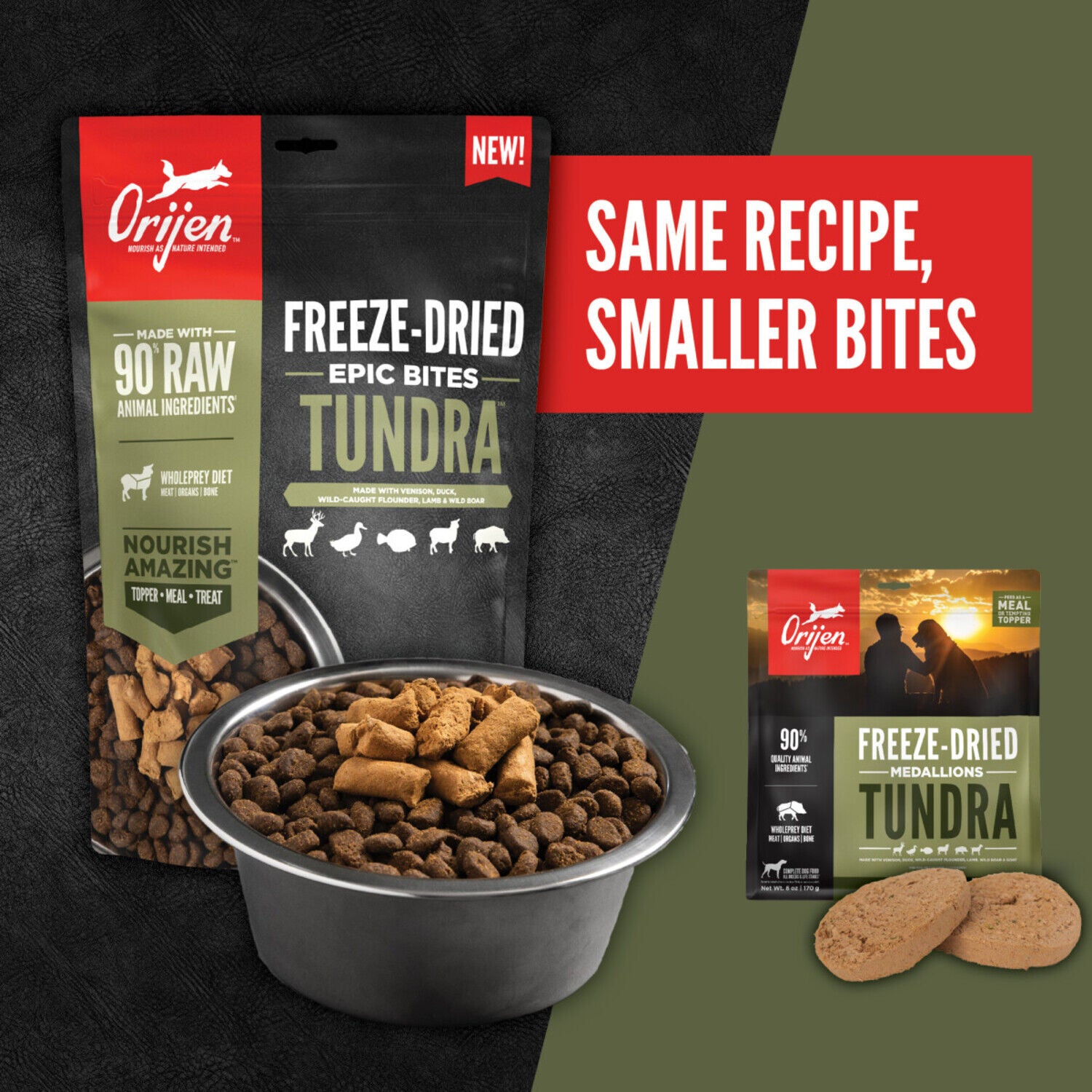 Orijen Epic Bites Freeze-Dried Dog Food, Tundra Recipe, 6-Oz