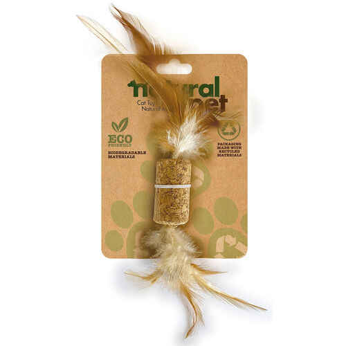 Natural Pet Cork With Feathers Cat Toy