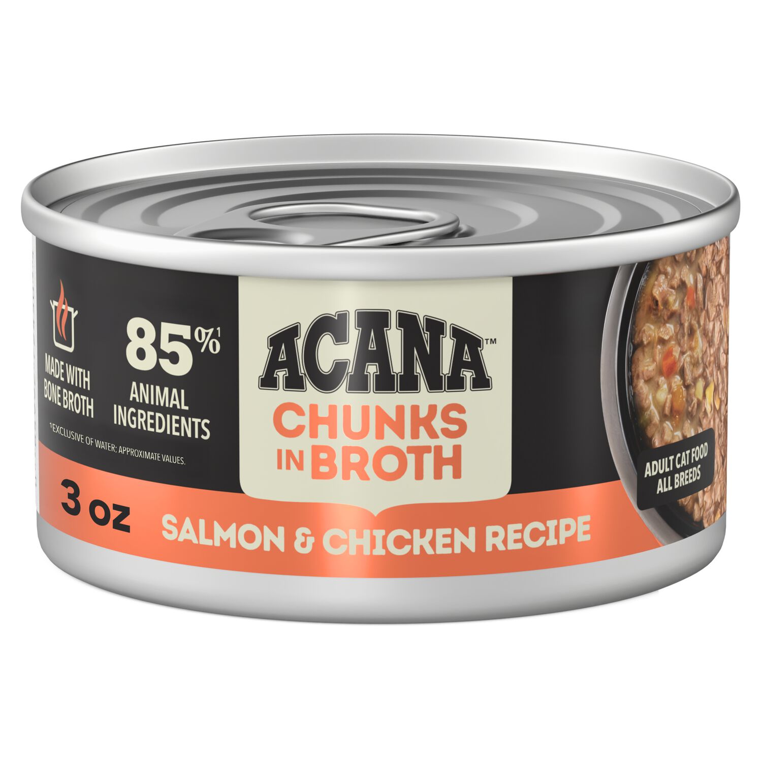 Acana Chunks In Broth Wet Cat Food, Salmon & Chicken Recipe, 3-Oz