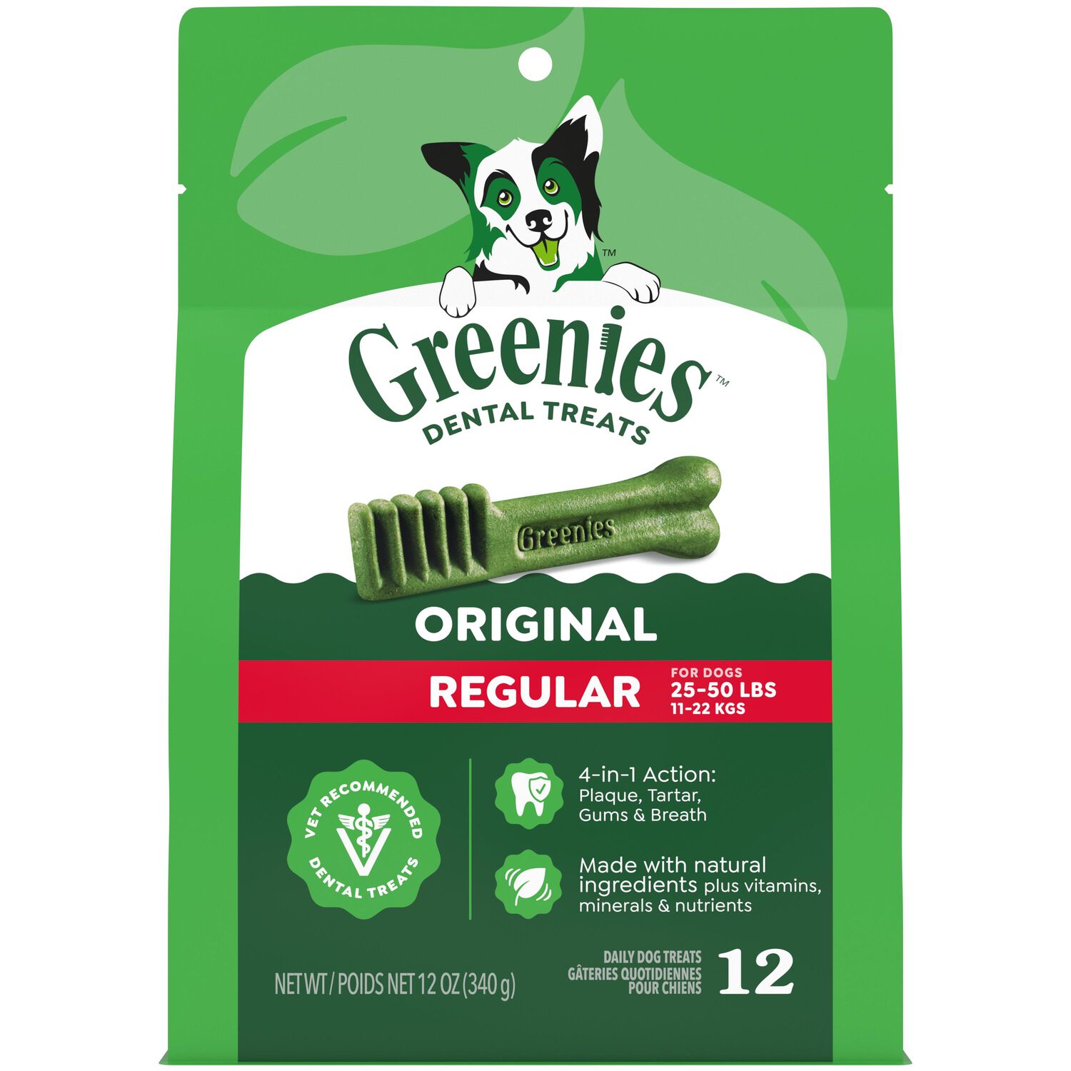 Greenies Regular Natural Original Chicken Flavor Dental Dog Treats, 12 Count