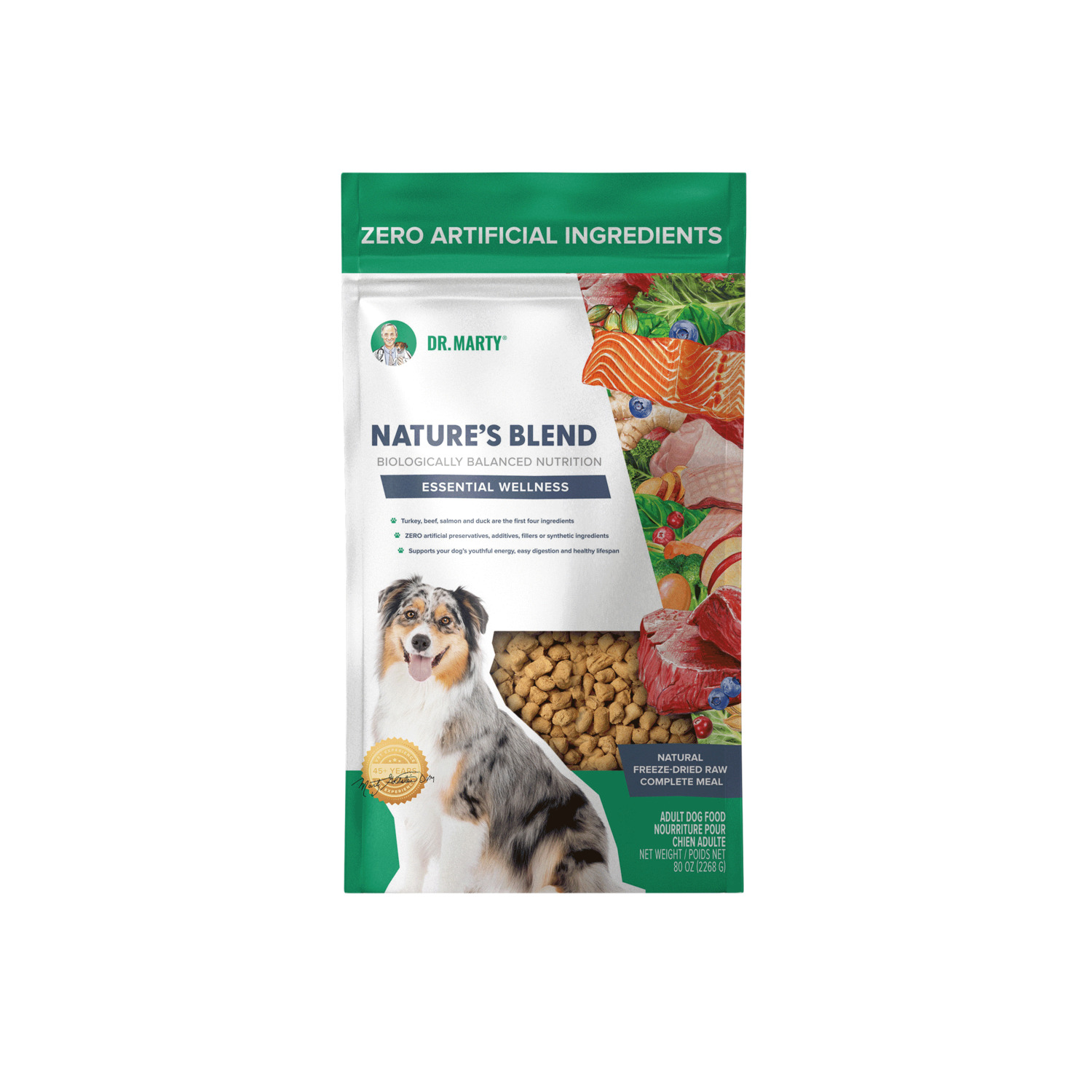 Dr. Marty Nature's Blend Essential Wellness Freeze-Dried Dog Food, 80-Z