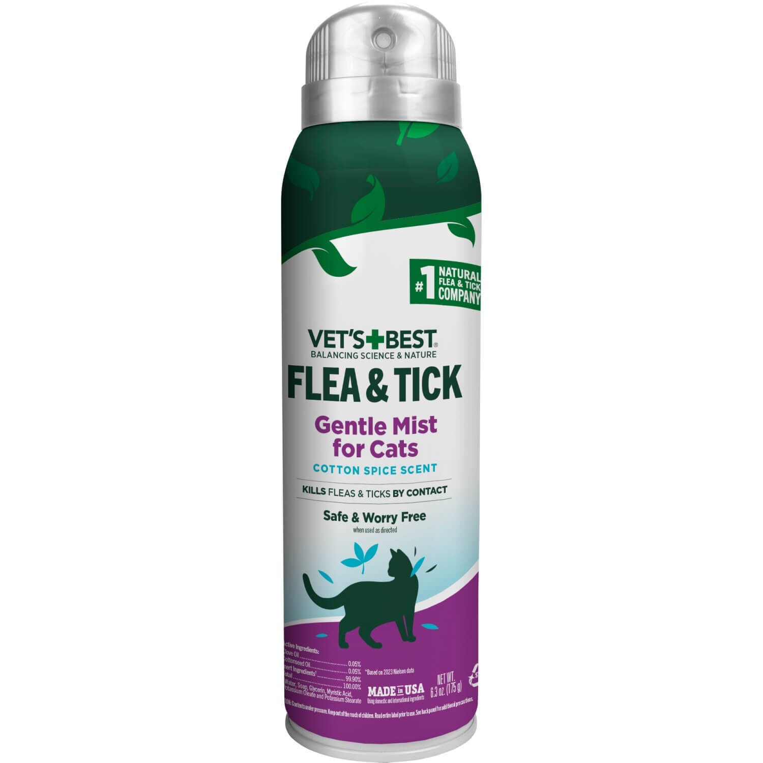 Vet's Best Gentle Mist Flea & Tick Treatment Spray For Cats
