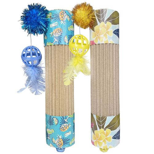 Margaritaville Rollers With  Pom Poms, Latice, Balls & Feathers Cat Toy
