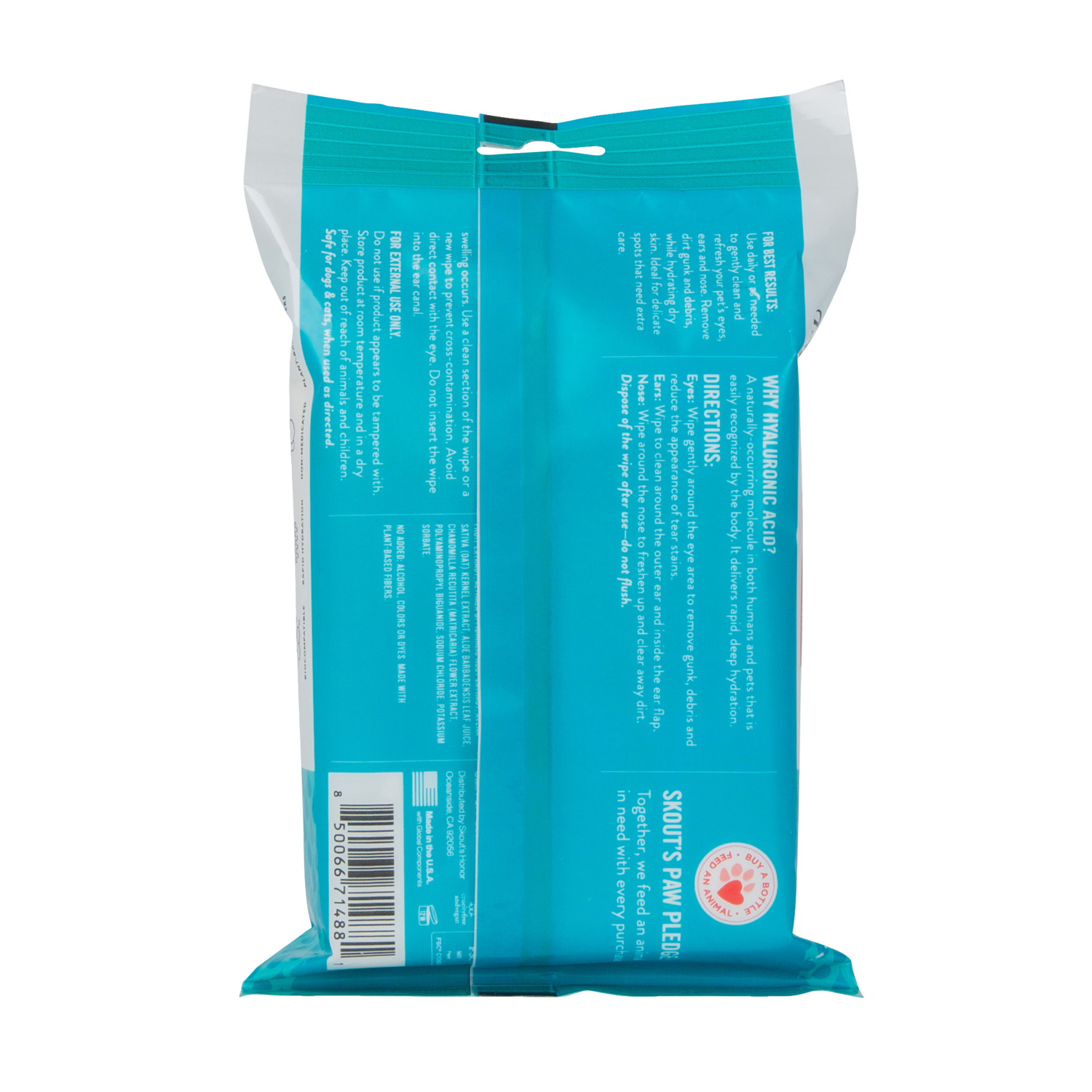 Skout's Honor Hydroclear Eye, Ear & Nose Dog & Cat Grooming Wipes, 50-Count