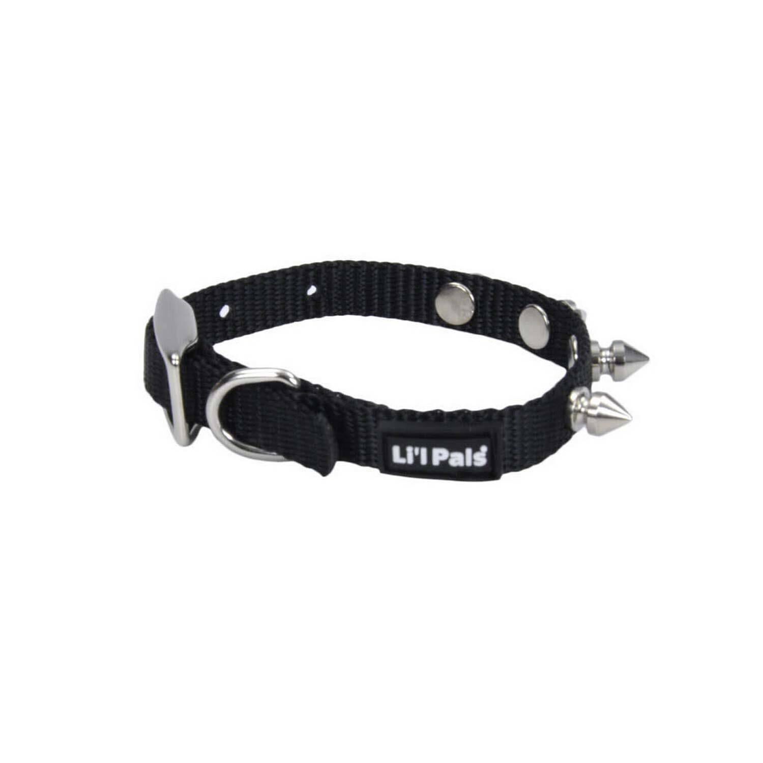 Coastal Pet Products Li'l Pals Spiked Nylon Dog Collar, Black, 3/8"X8"-10"