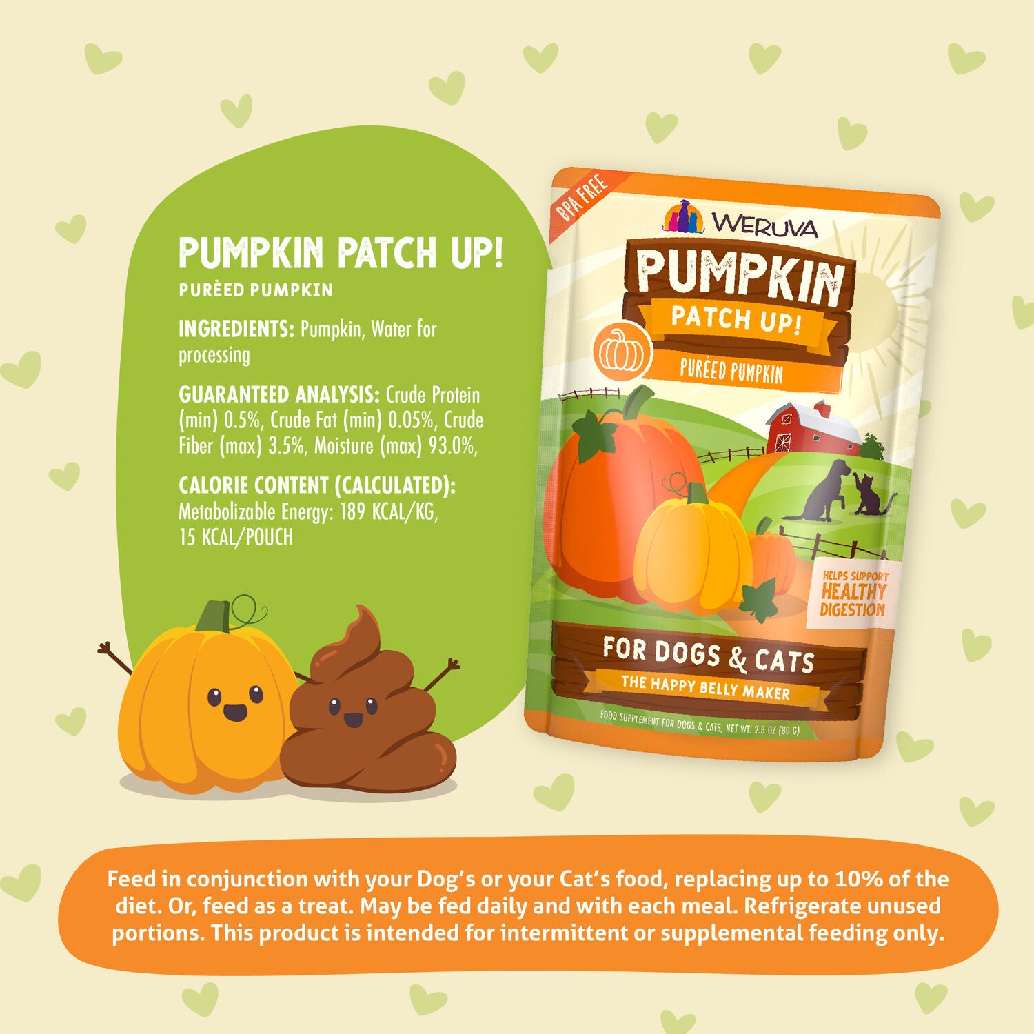 Weruva Pumpkin Patch Up! Healthy Digestion Dog & Cat Food Supplement, 1.05-Oz Pack Of 12