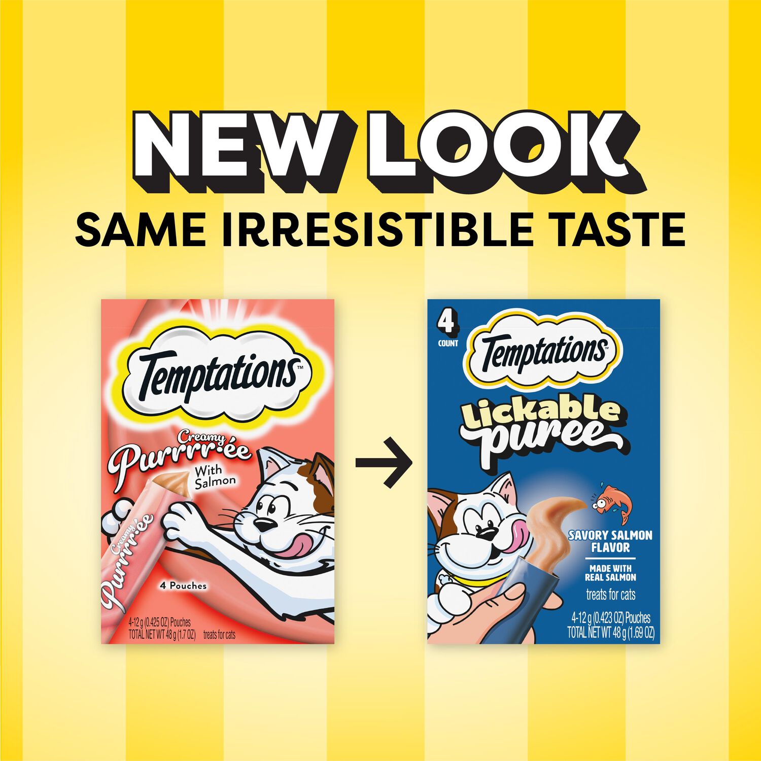 Temptations Creamy Puree With Salmon Lickable, Squeezable Cat Treats, 4-Pack Of 0.4-Oz Pouches