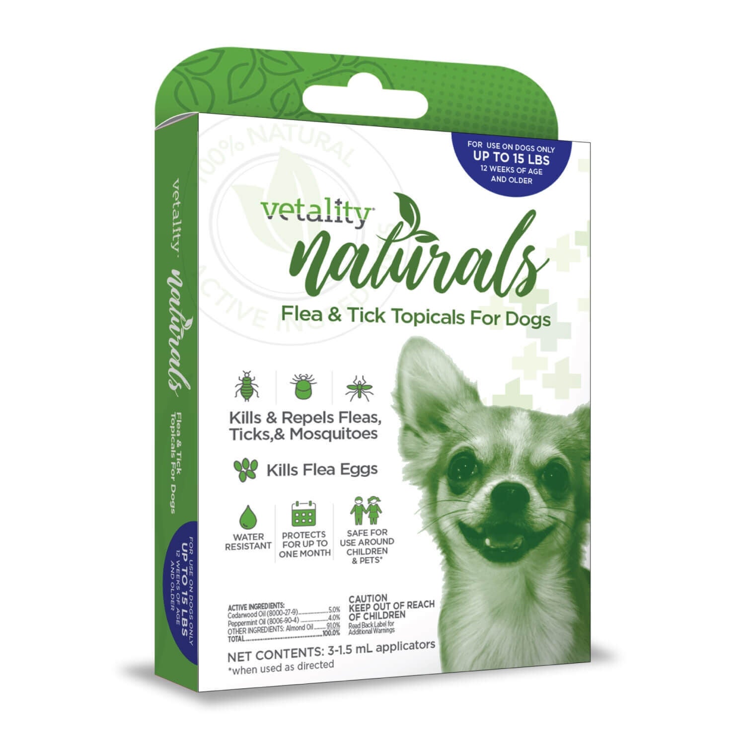 Vetality Naturals Flea & Tick Topicals For Dogs Up To 15 Lbs 3pk Pet Supermarket
