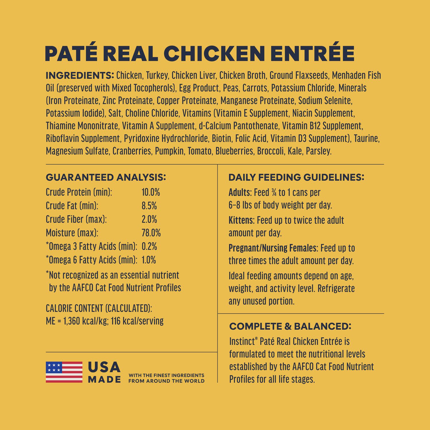 Instinct Original Grain-Free Pate Wet Cat Food,  Chicken Recipe, 3-Oz Can Pack Of 24