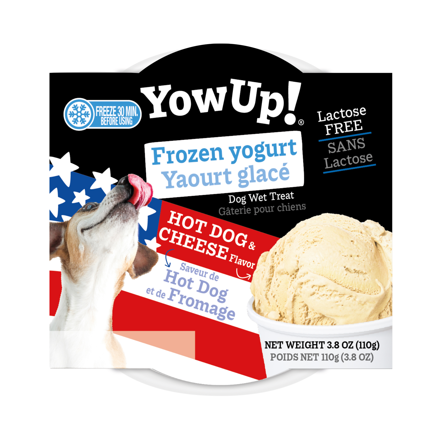 Yowup! Frozen Yogurt Lactose-Free Dog Treat, Hot Dog & Cheese Flavor, 3.8-Oz
