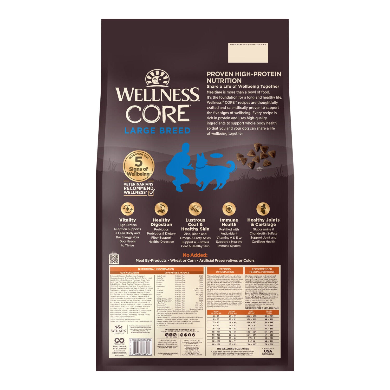 Wellness Core Natural Grain Free Dry Dog Food Large Breed Health Chicken & Turkey Recipe, 24-Pound Bag