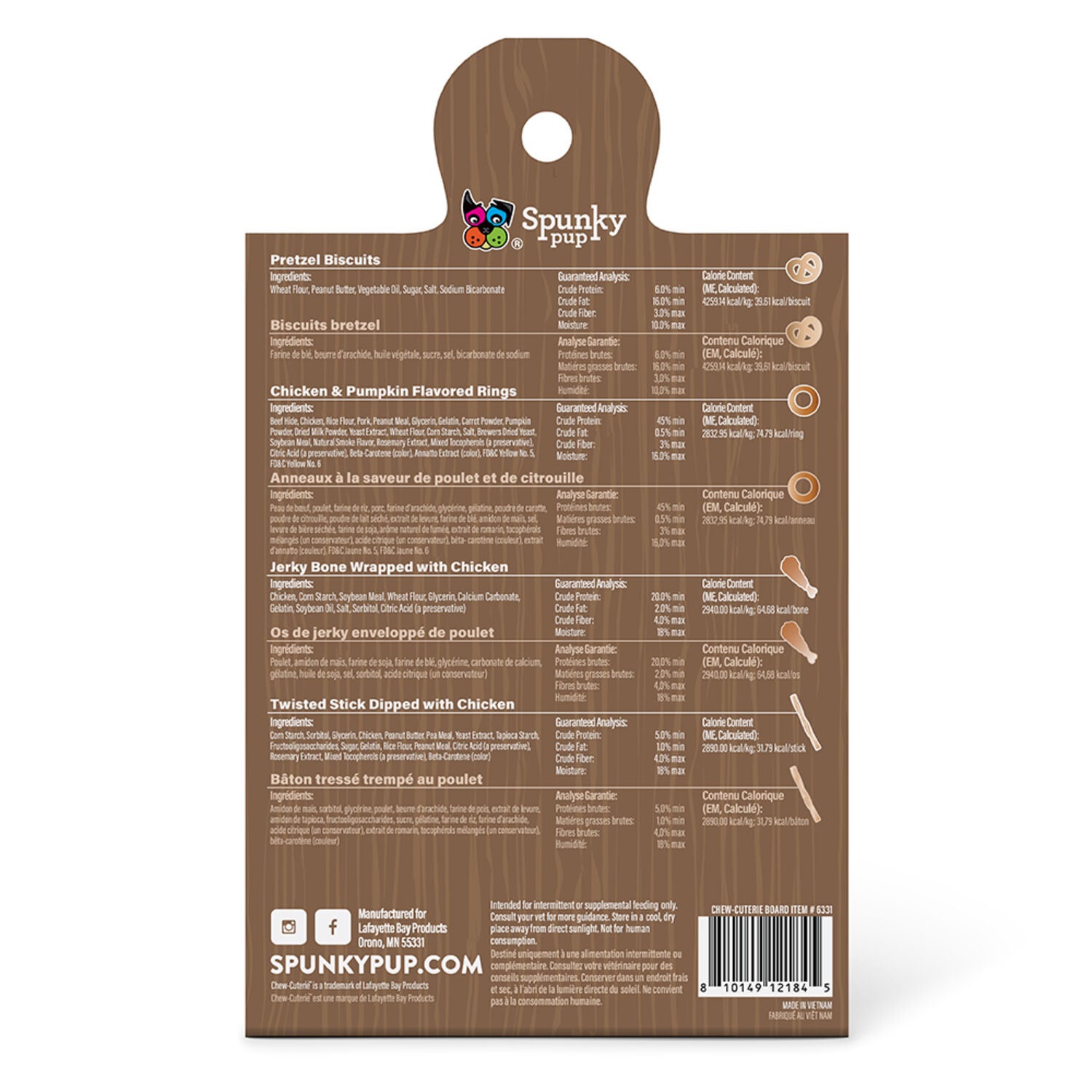 Spunky Pup Chew-Cuterie Dog Treats, Savory Snacker (Drumsticks, Pretzels, Rings, & Sticks)