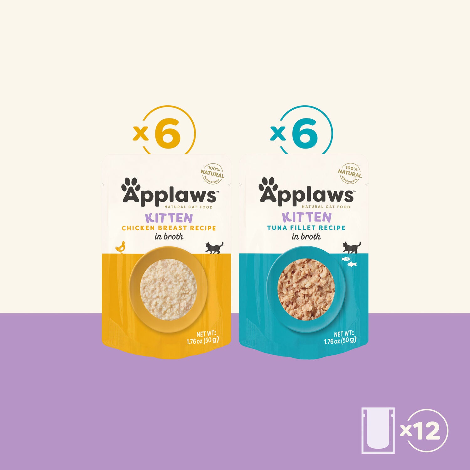 Applaws Kitten Variety Selection In Broth Grain-Free Wet Cat Food, 1.76-Oz Pouch, Case Of 12