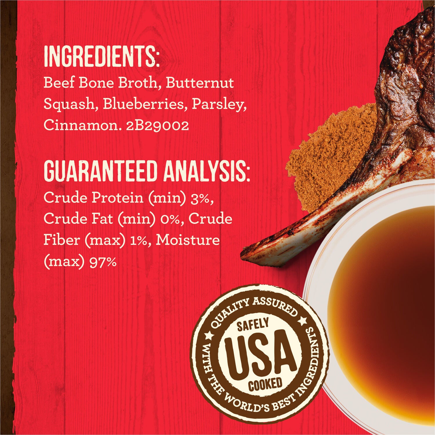 Merrick Grain-Free Bone Broth, Premium Human Grade And Gluten Free Dog And Cat Food Topper Pouches, Beef, 16-Oz Pouch