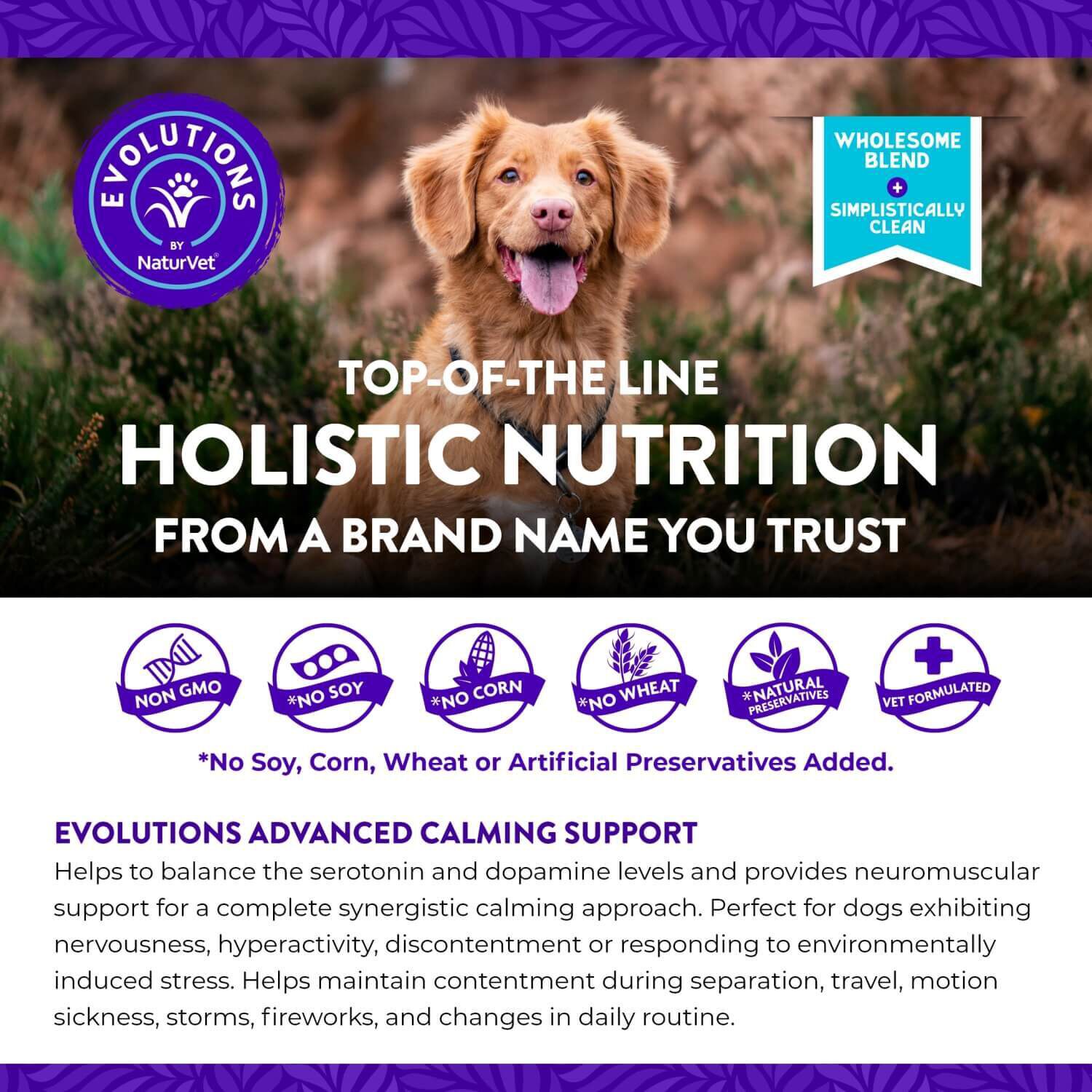 Naturvet Evolutions Advanced Calming Support Soft Chew Supplements For Dogs