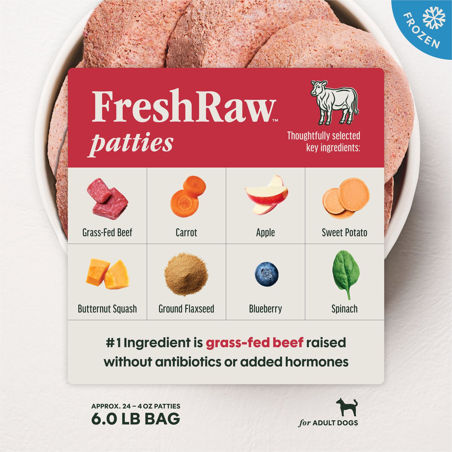 Instinct Raw Beef Patties Frozen Dog Food, 6-Lb