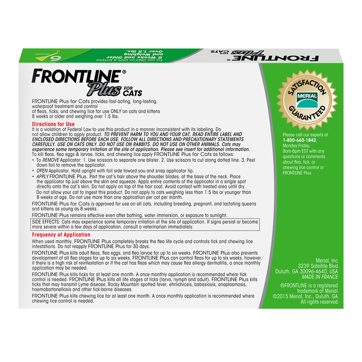 Frontline Plus Flea & Tick Treatment  For Cats