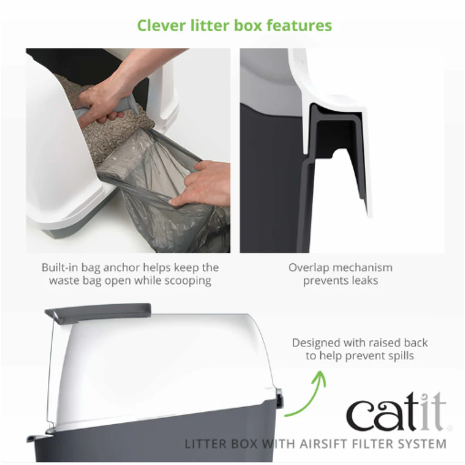 Catit Airsift Cat Litter Pan, Jumbo - Grey
