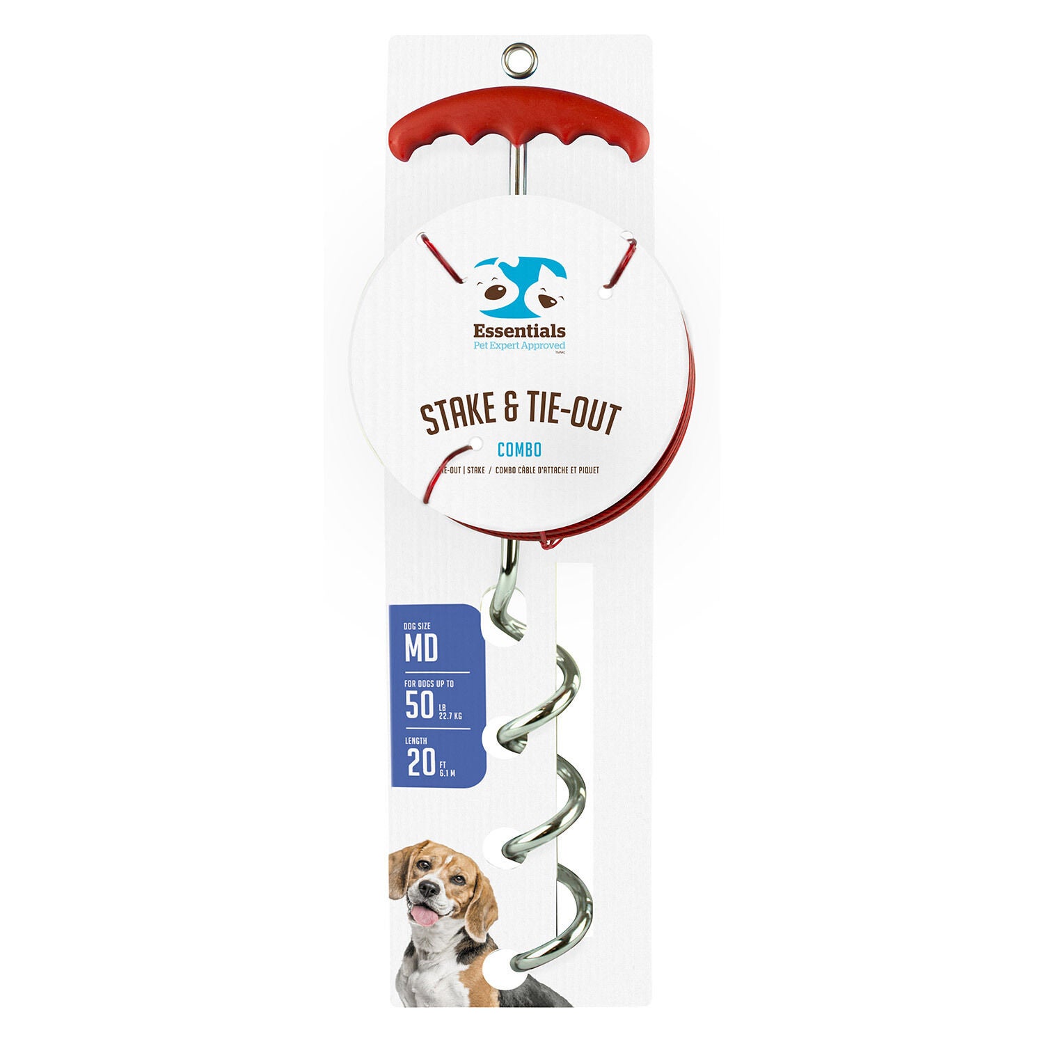 Boss Pet 20' Medium Tie-Out/Spiral Stake Combo