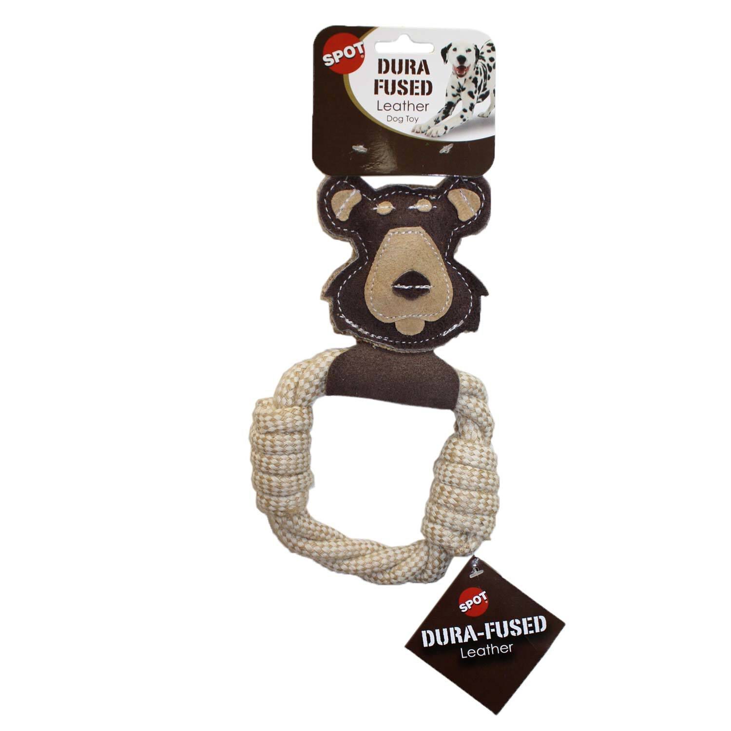 Spot Dura-Fused Leather Animal Rope Rings 11" Dog Toy, Assorted