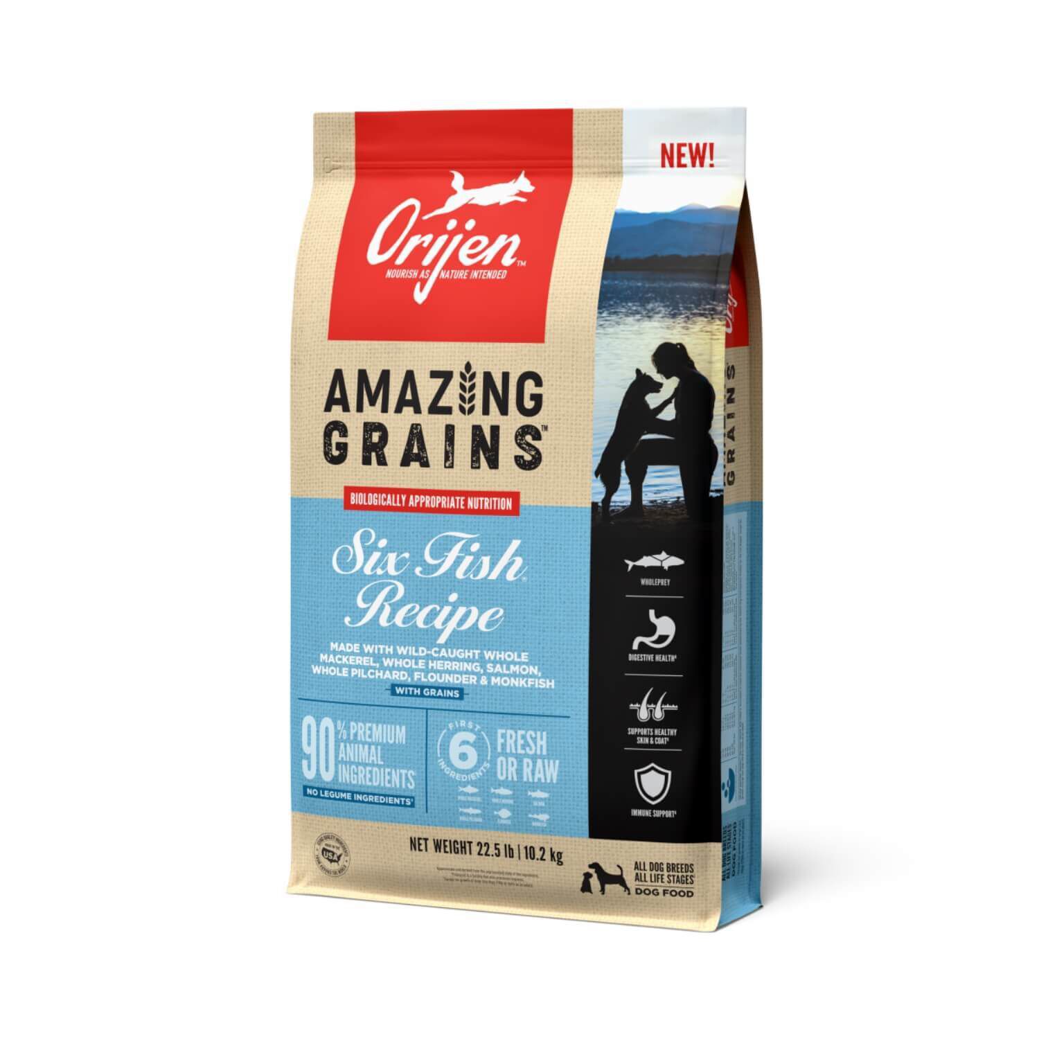 Orijen Amazing Grains Six Fish Recipe Dry Dog Food,22.5Lb | Pet