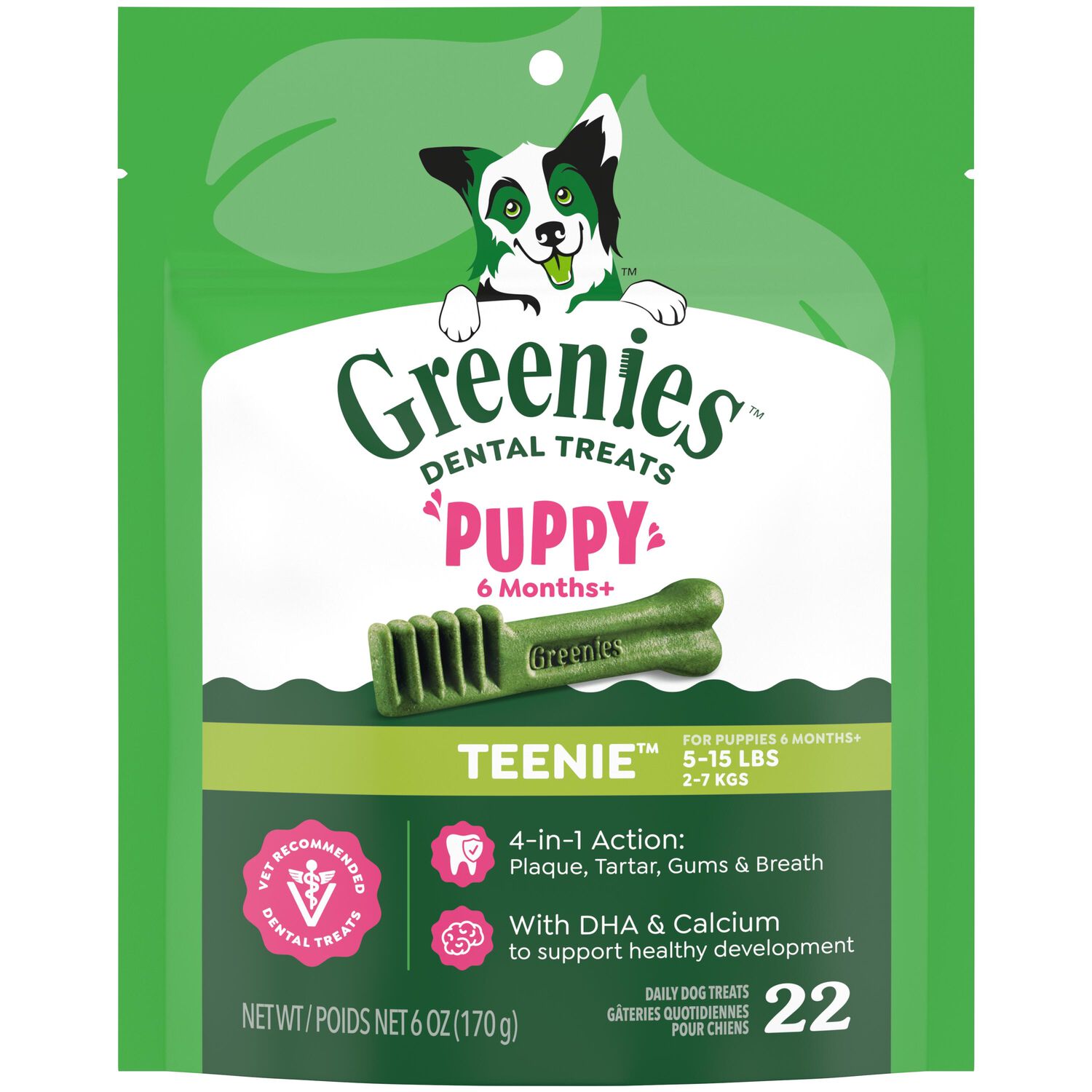 Greenies Puppy Teenie Natural Original Flavor Dental Dog Treats, 22 Count