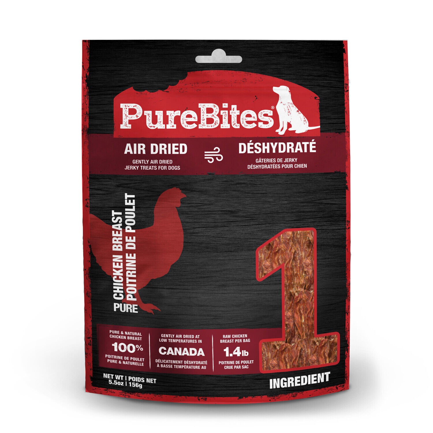 Purebites Chicken Jerky Dog Treats, 1 Ingredient, Made In Canada, 5.5Oz