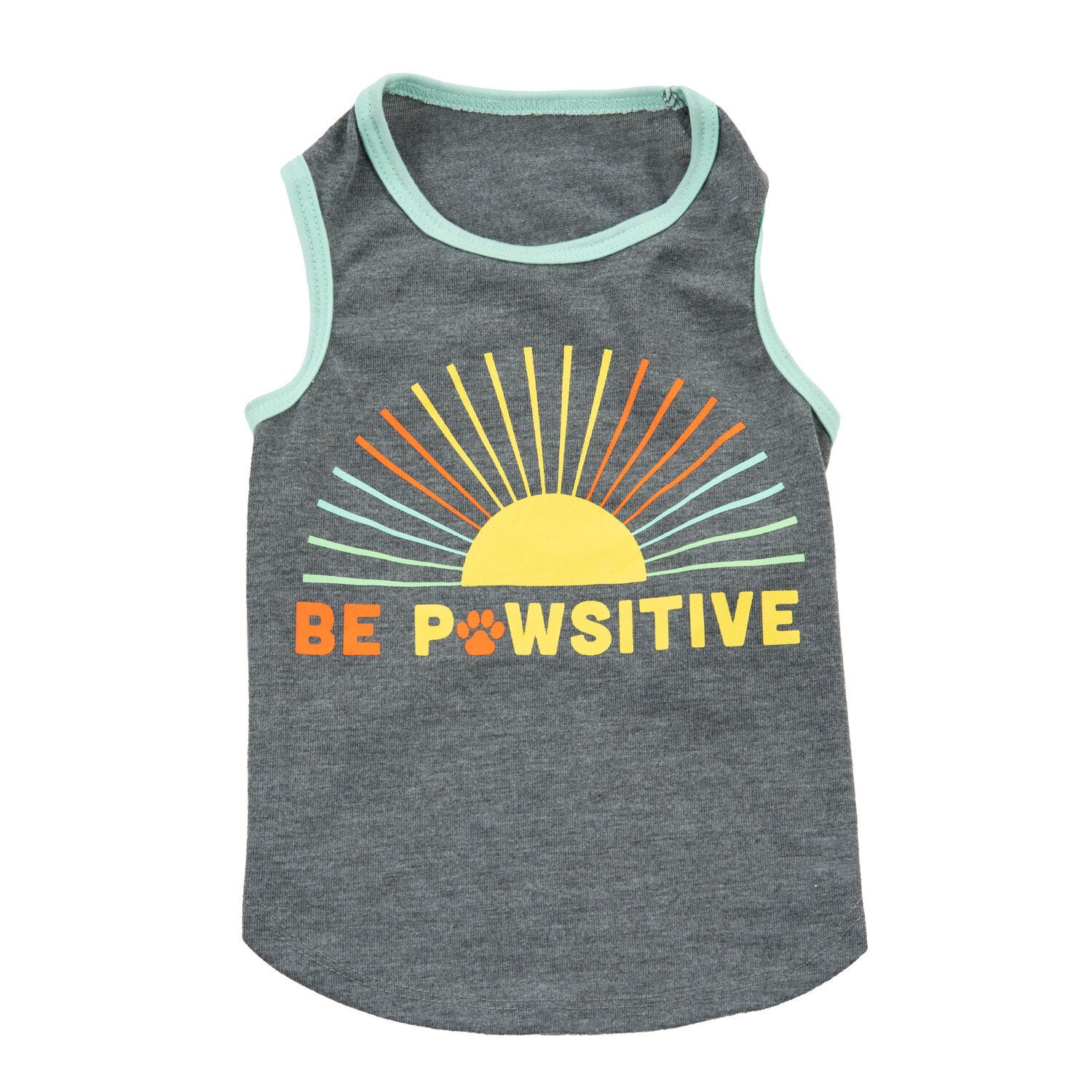 Simply Dog Be Pawsitive Dog Tank Top Shirt, Grey