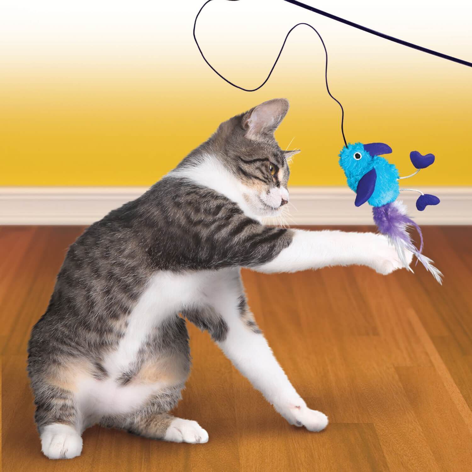 Kong Teaser Feather Cat Teaser & Wand Cat Toy - Assorted