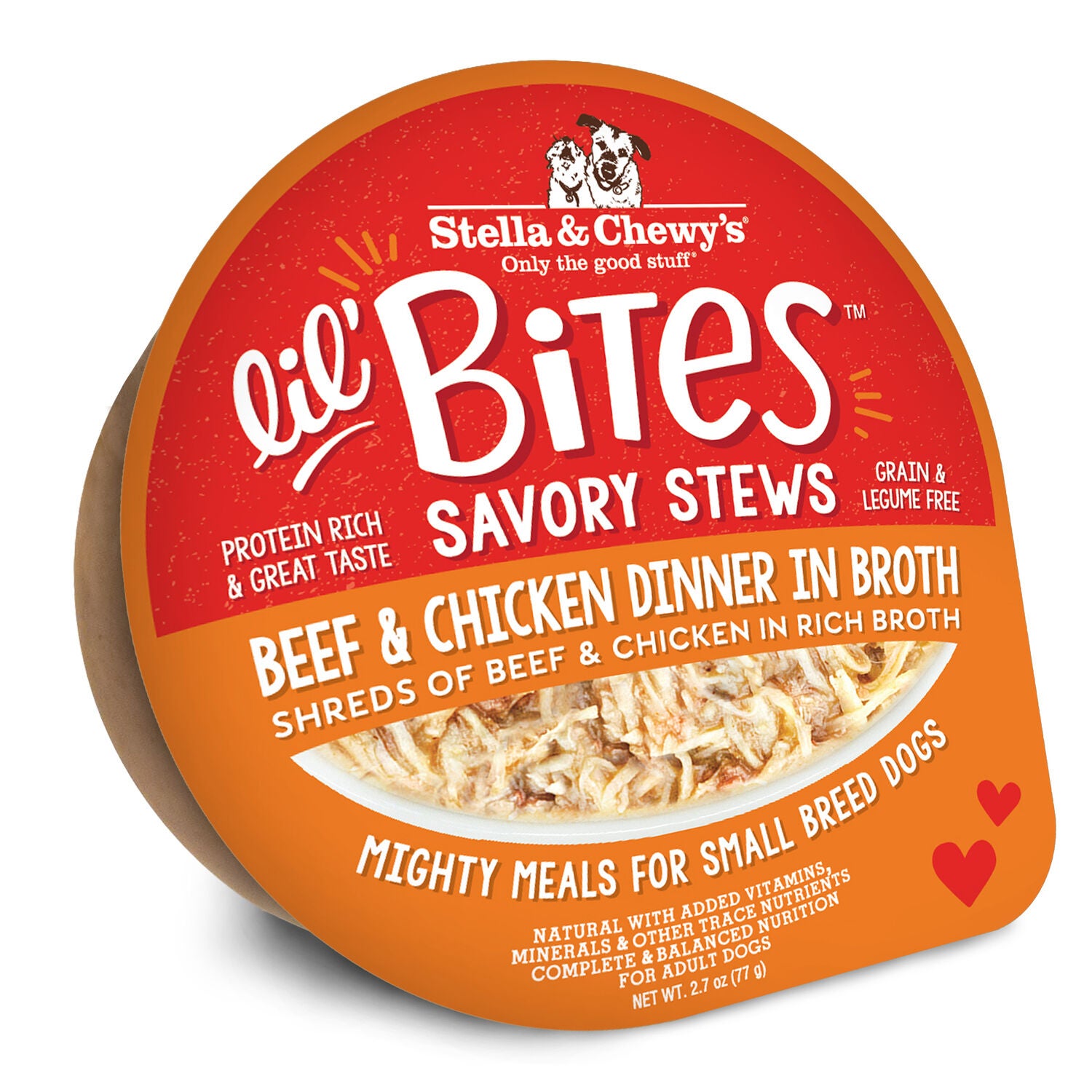 Stella & Chewy's Lil Bites Savory Stews Small Breed Wet Dog Food, Beef & Chicken Dinner In Broth, 2.7-Oz Cup