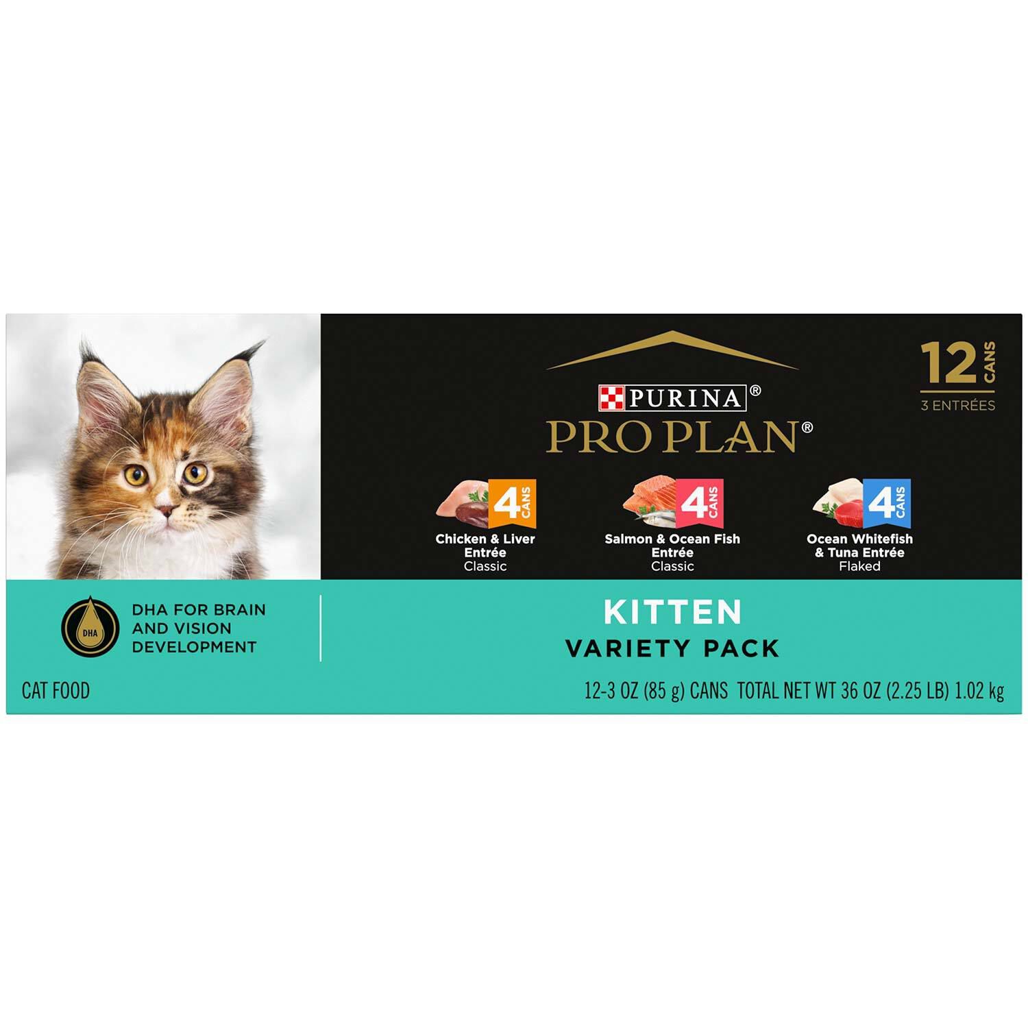 Purina Pro Plan High Protein Wet Kitten Food Variety Pack, Development Kitten Favorites - (12) 3 Oz. Cans