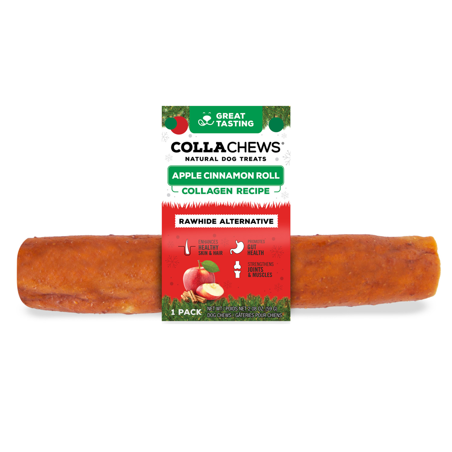 Collachews Collagen Roll, Medium 6", Apple Cinnamon Flavor
