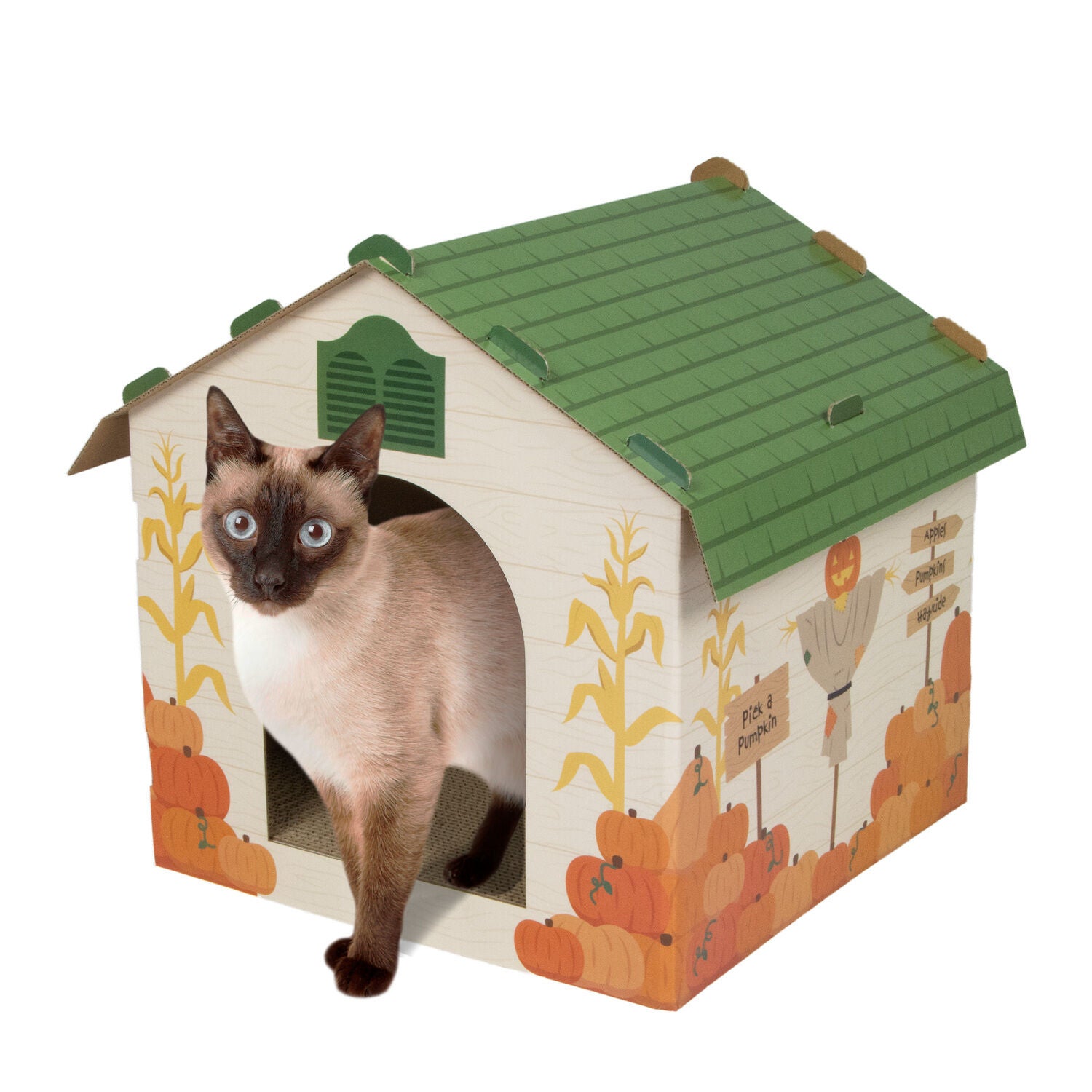Kitty City Pumpkin Patch Cat Scratch House, 15.8"