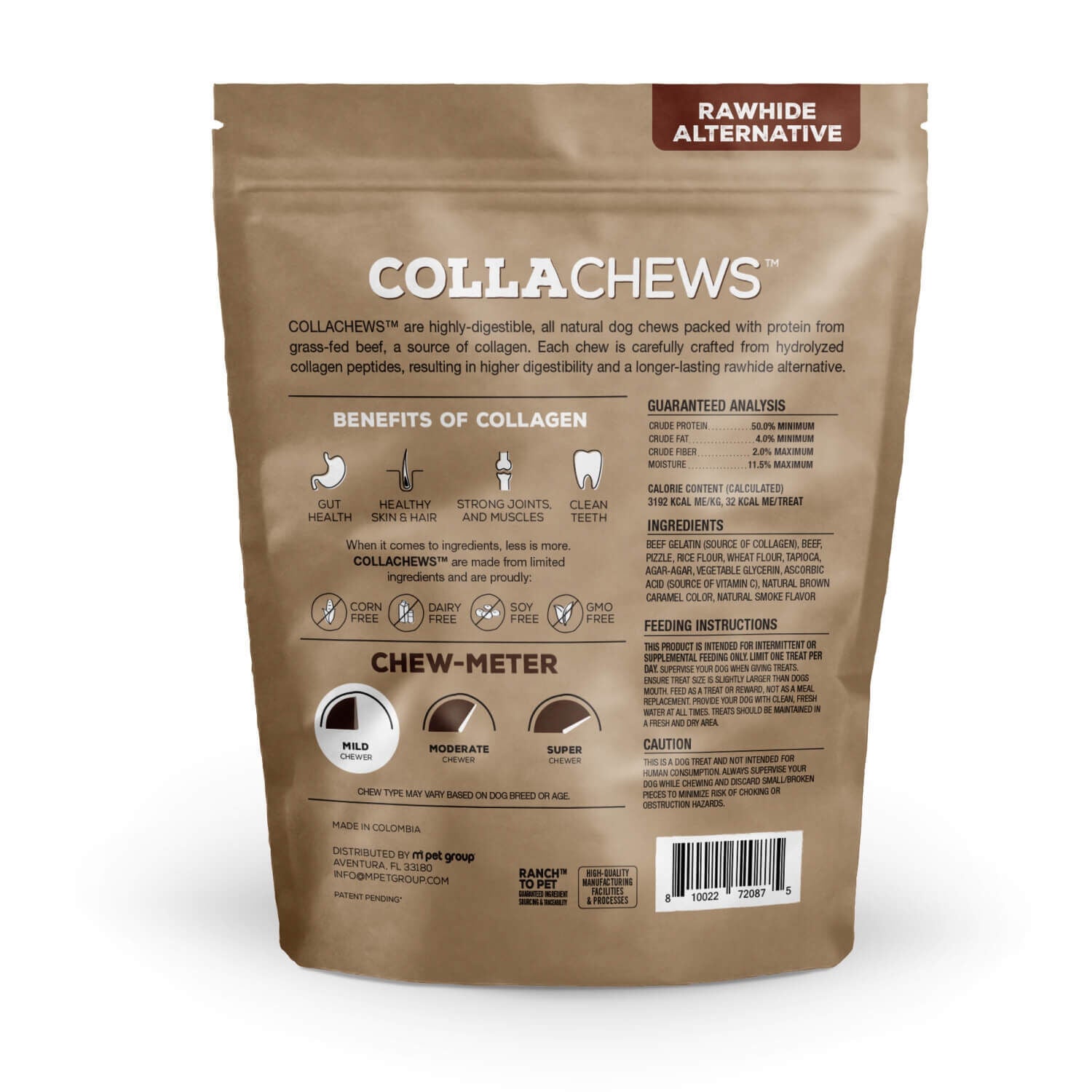 Collachews Collagen Sticks Bully Flavor Dog Treats, 5", 25-Pack