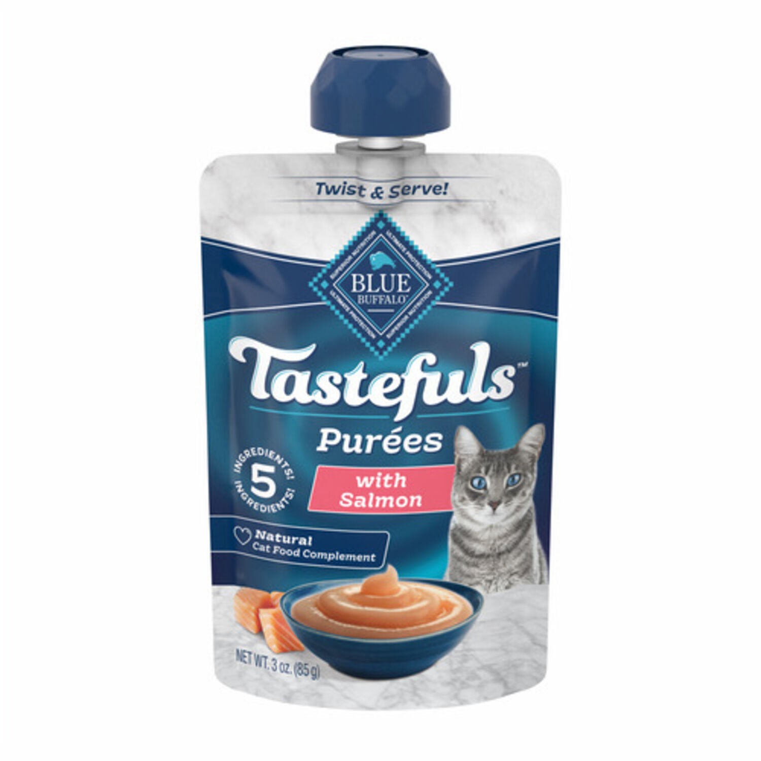 Blue Buffalo Tastefuls Purees Adult Wet At Food Topper, Salmon, 3-Oz