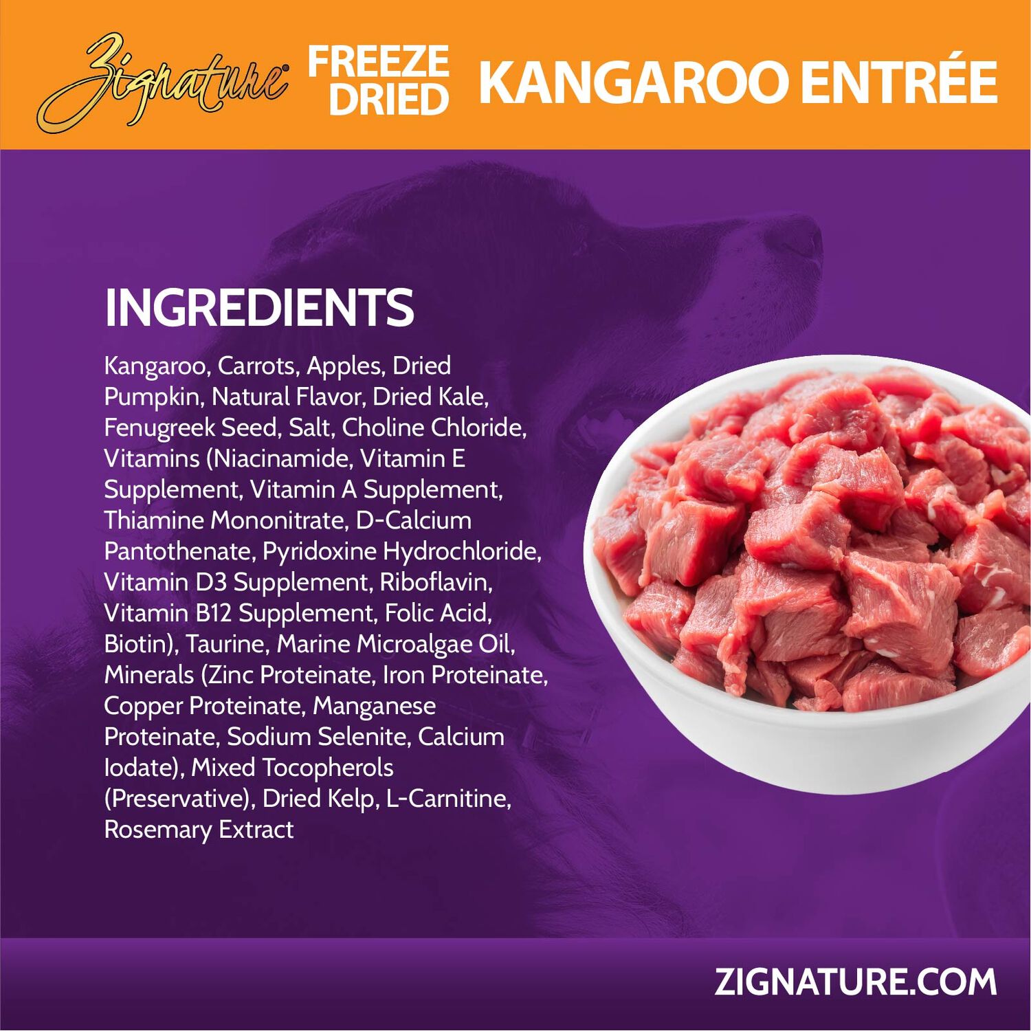 Zignature Grain-Free Kangaroo Entr&eacute;e Freeze-Dried Dog Food, 25-Oz Bag