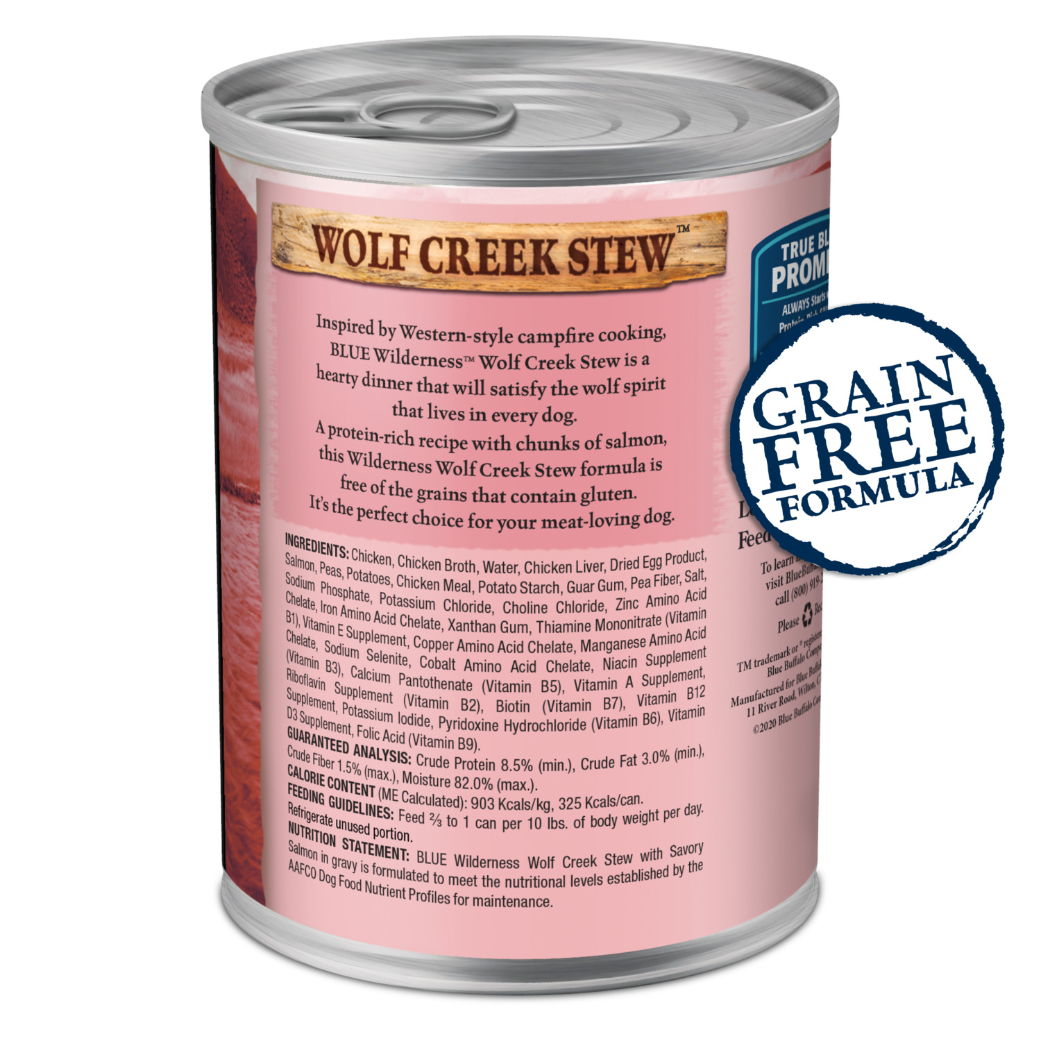 Blue Buffalo Wilderness Wolf Creek Stew Natural Wet Dog Food, Hearty Salmon Stew Recipe; 12.5-Oz