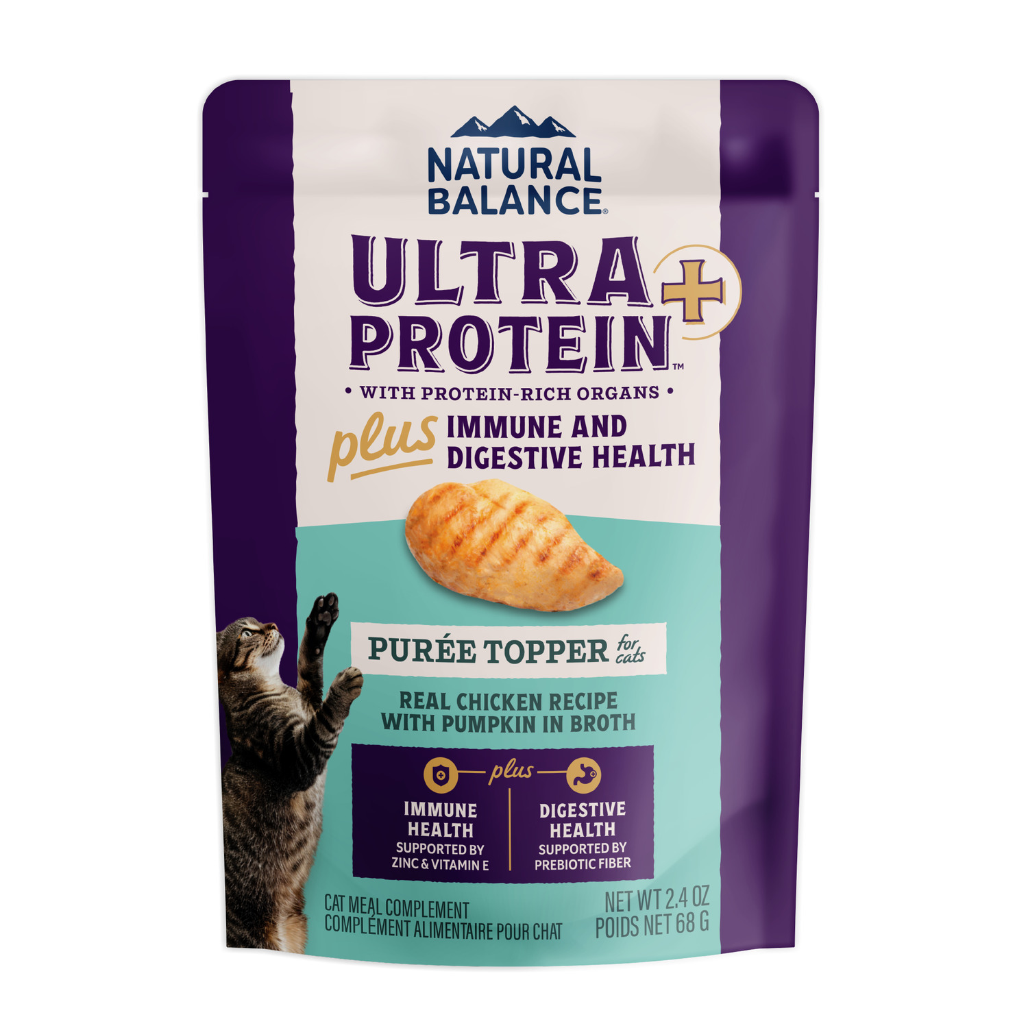 Natural Balance Ultra Protein Plus Wet Cat Food, Immune And Digestive Health Real Chicken With Pumpkin Recipe Puree Topper