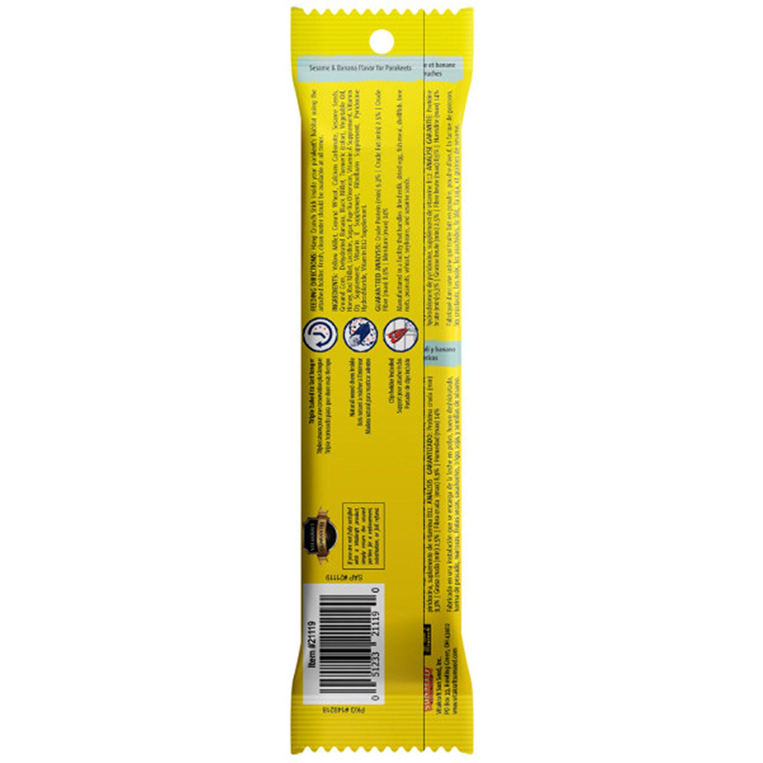 Vitakraft Triple Baked Crunch Sticks With Sesame & Banana Parakeet Treat Bird Treat
