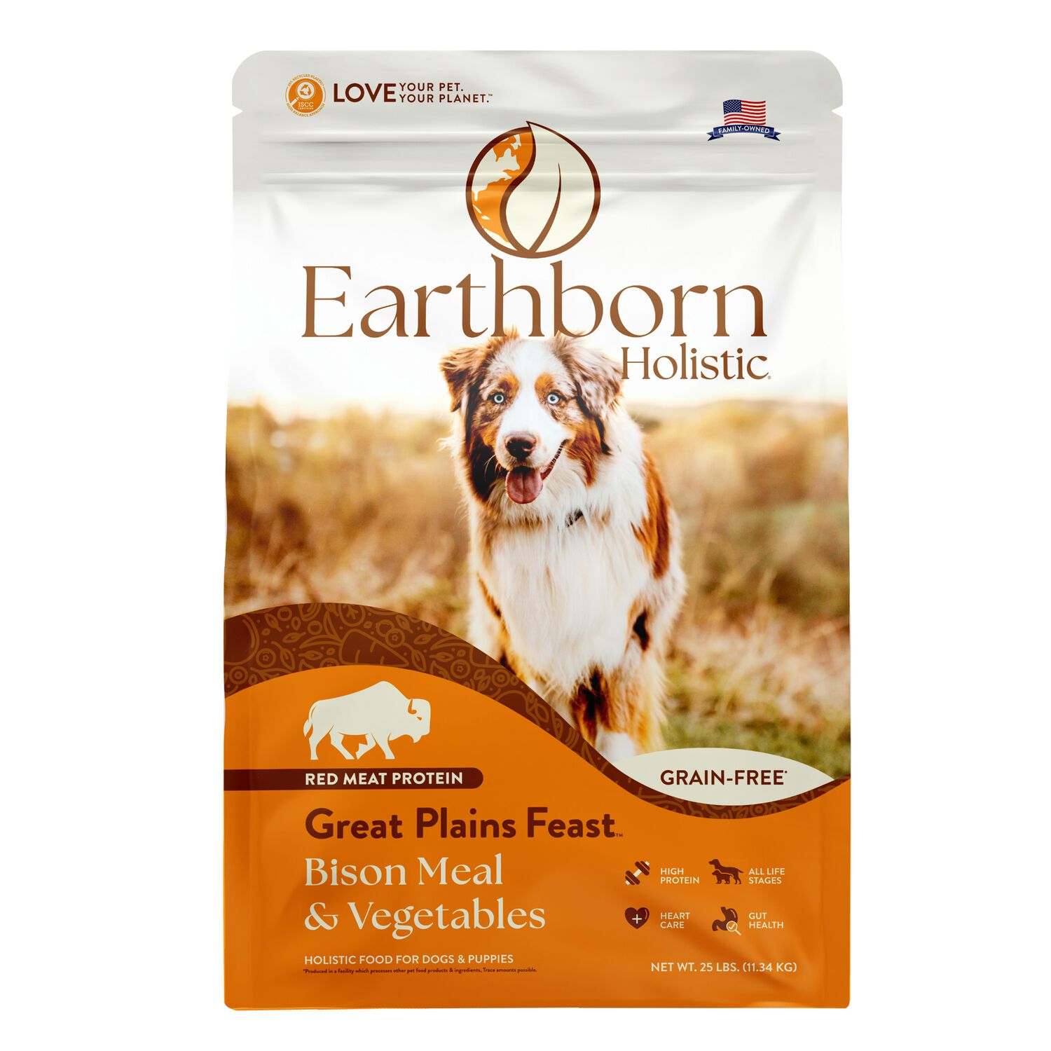 Earthborn Holistic Great Plains Feast Grain-Free Dry Dog Food Bison Meal & Vegetables 25-Lb Bag