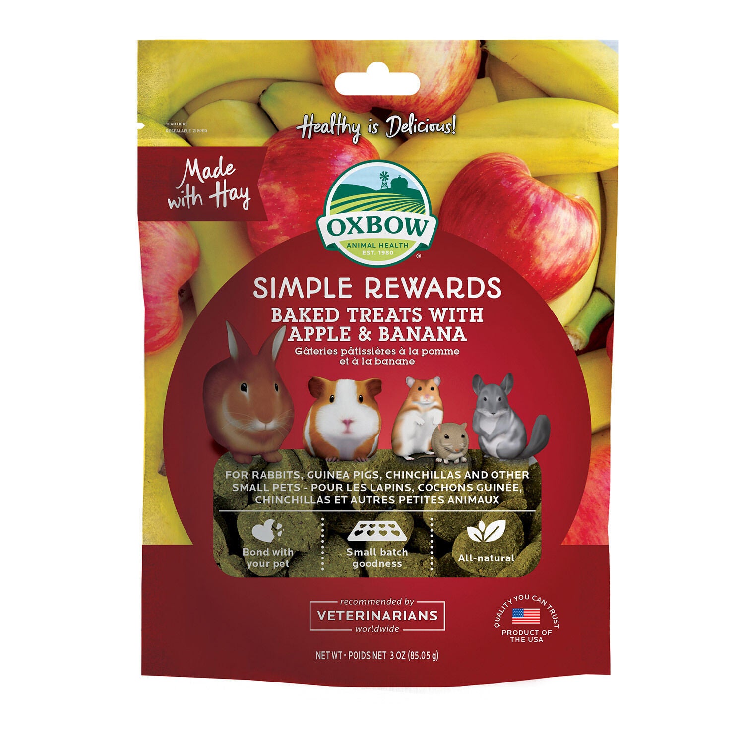 Simple Rewards Apple & Banana Baked Small Animal Treat